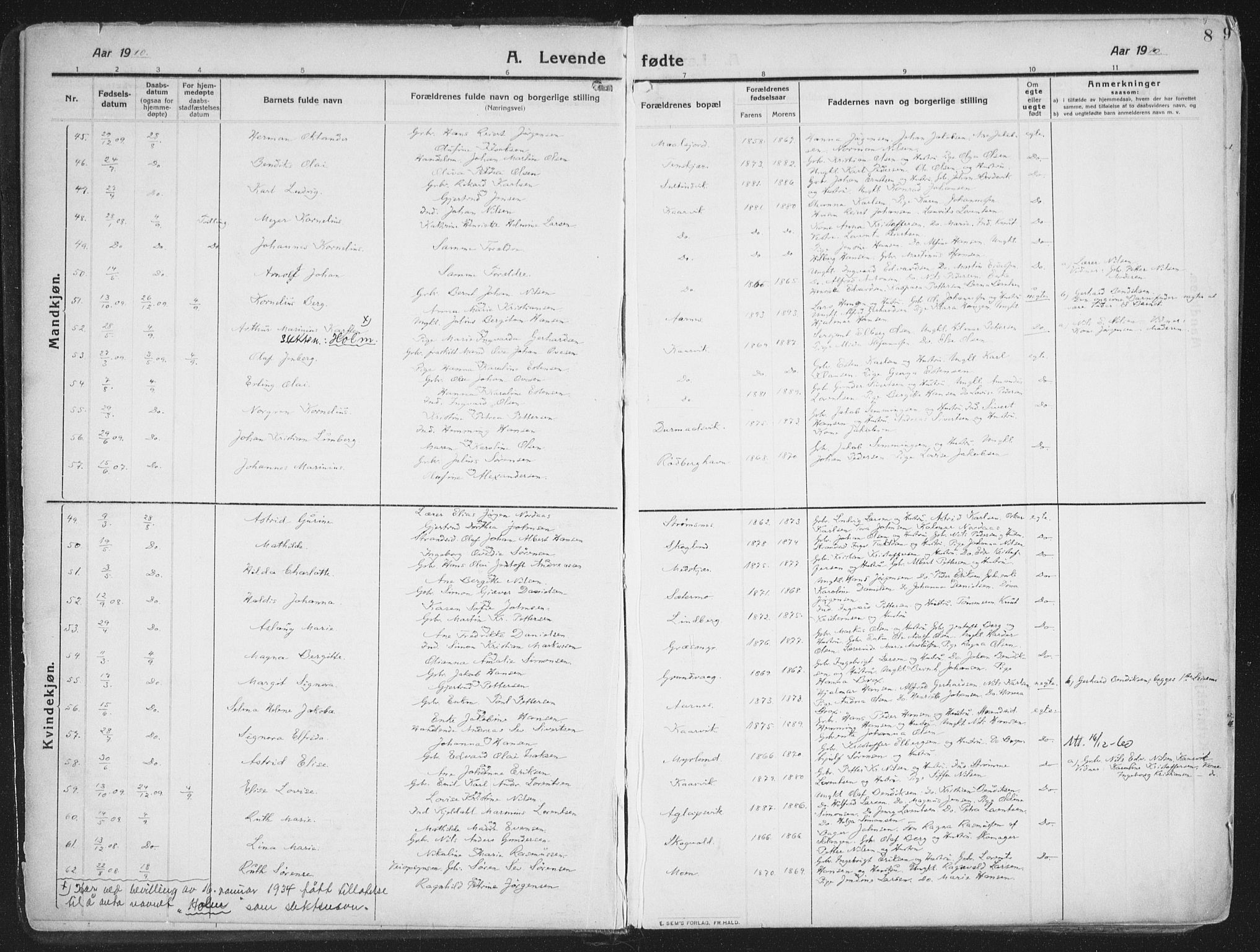 Lenvik sokneprestembete, SATØ/S-1310/H/Ha/Haa/L0016kirke: Parish register (official) no. 16, 1910-1924, p. 8