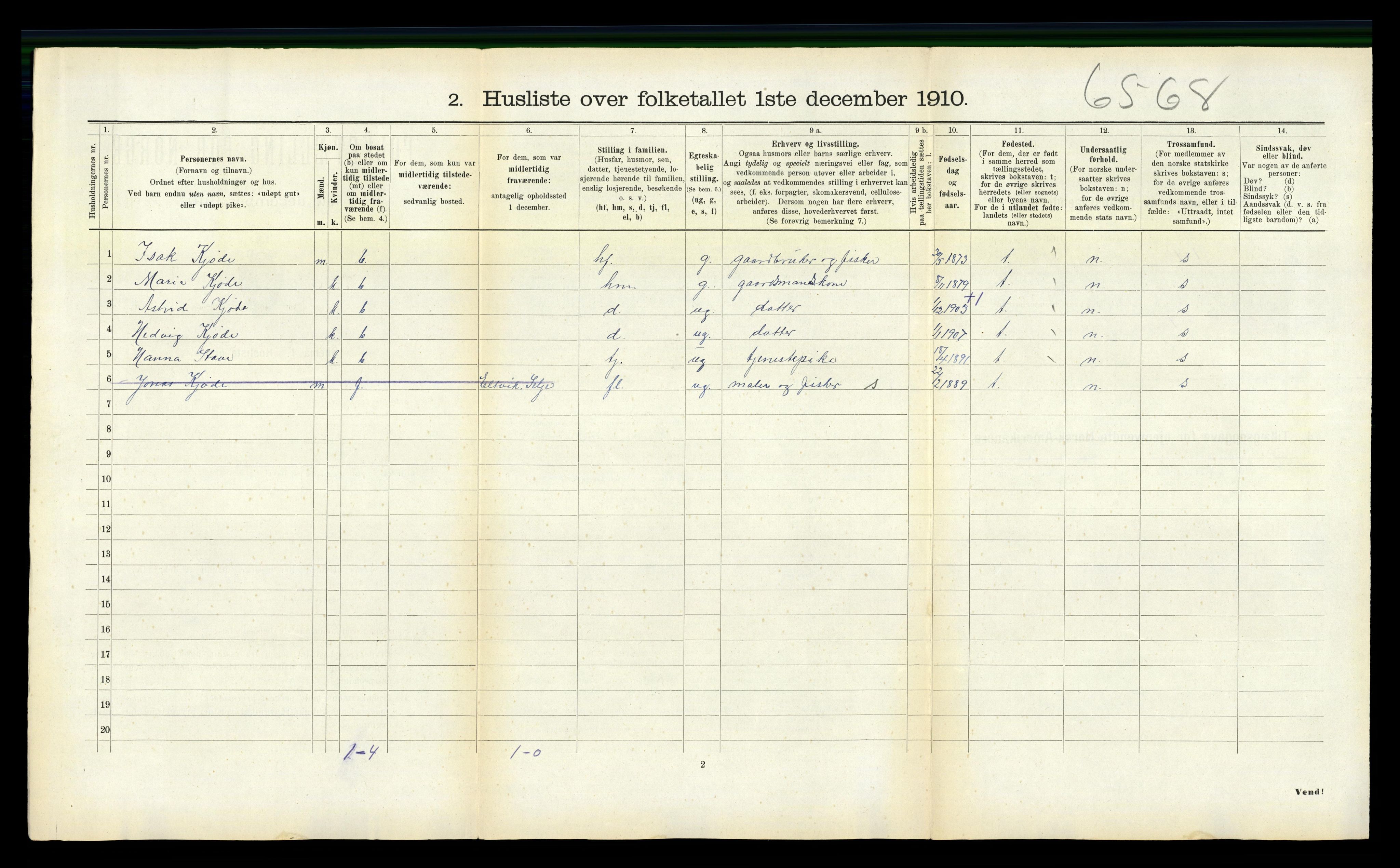 RA, 1910 census for Selje, 1910, p. 237