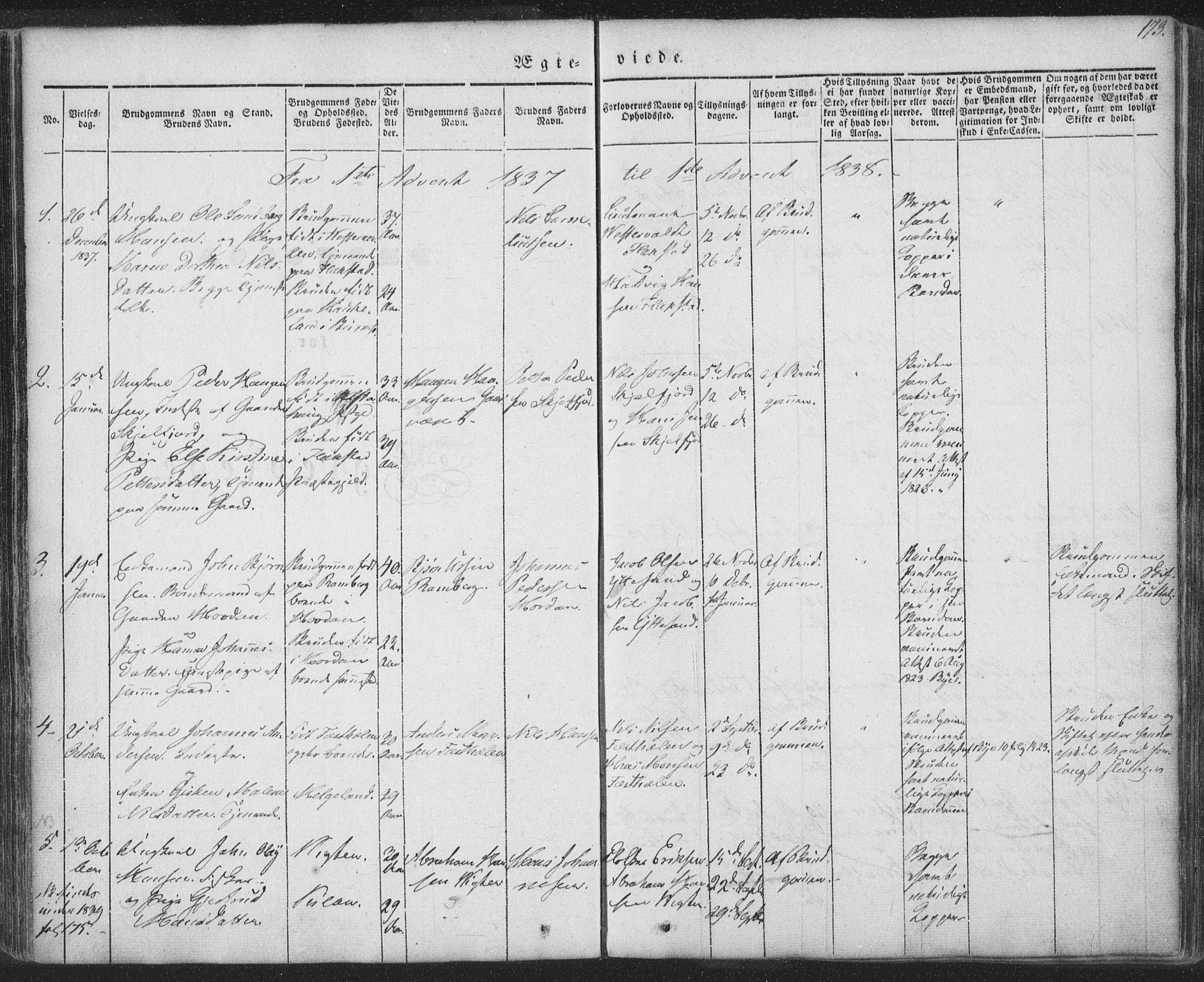 Ministerialprotokoller, klokkerbøker og fødselsregistre - Nordland, SAT/A-1459/885/L1202: Parish register (official) no. 885A03, 1838-1859, p. 173