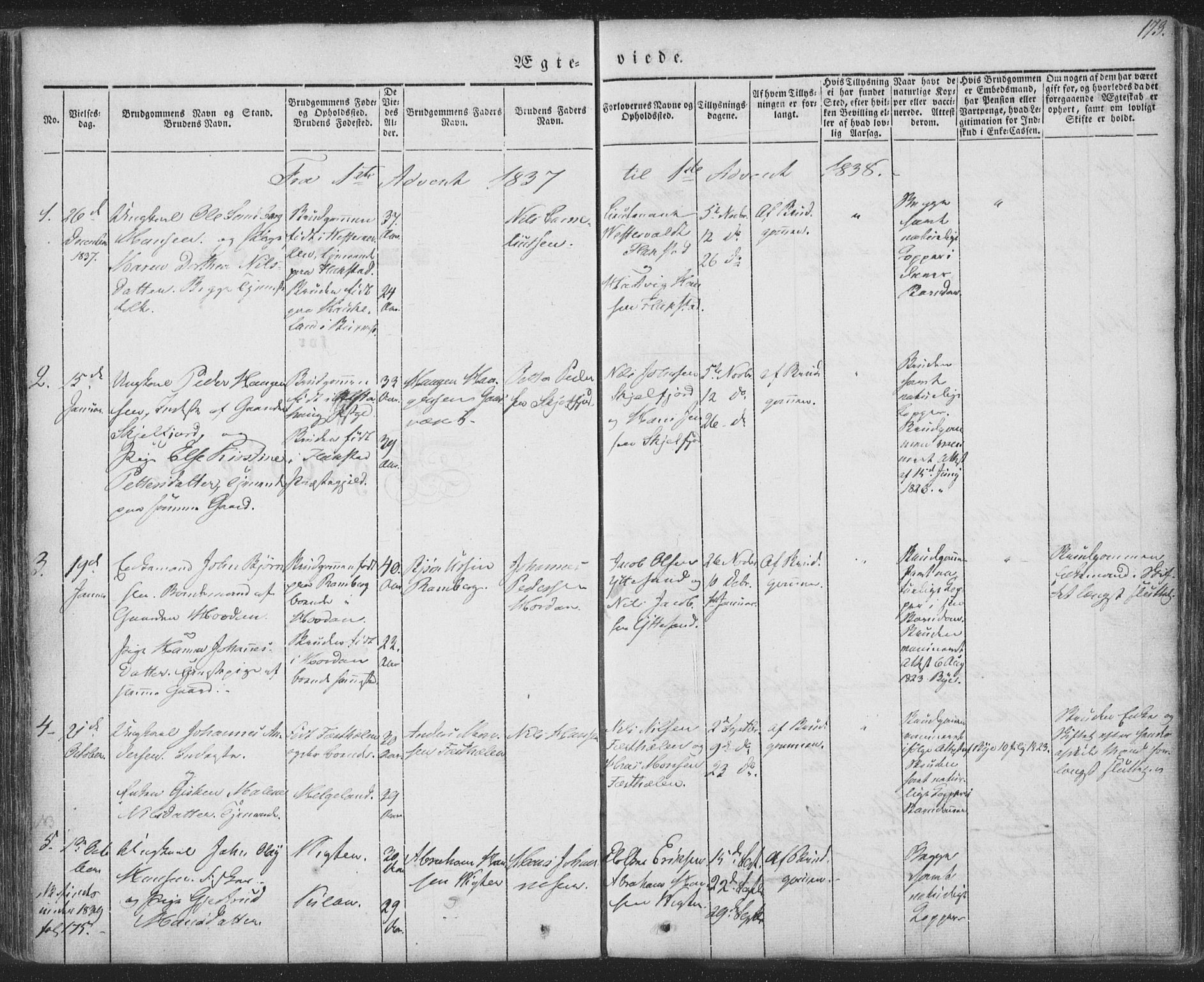 Ministerialprotokoller, klokkerbøker og fødselsregistre - Nordland, AV/SAT-A-1459/885/L1202: Parish register (official) no. 885A03, 1838-1859, p. 173