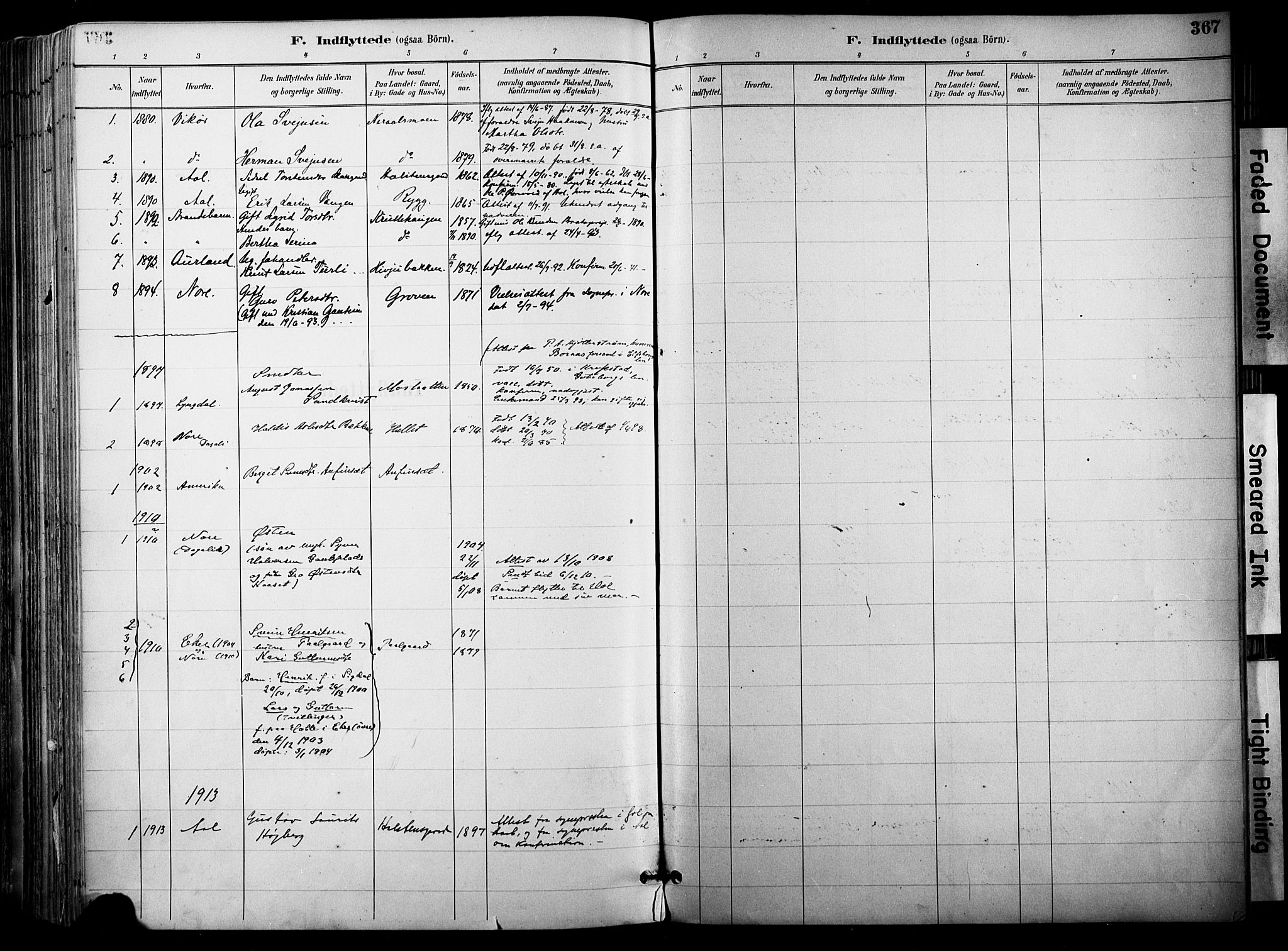 Hol kirkebøker, SAKO/A-227/F/Fa/L0003: Parish register (official) no. I 3, 1887-1918, p. 367