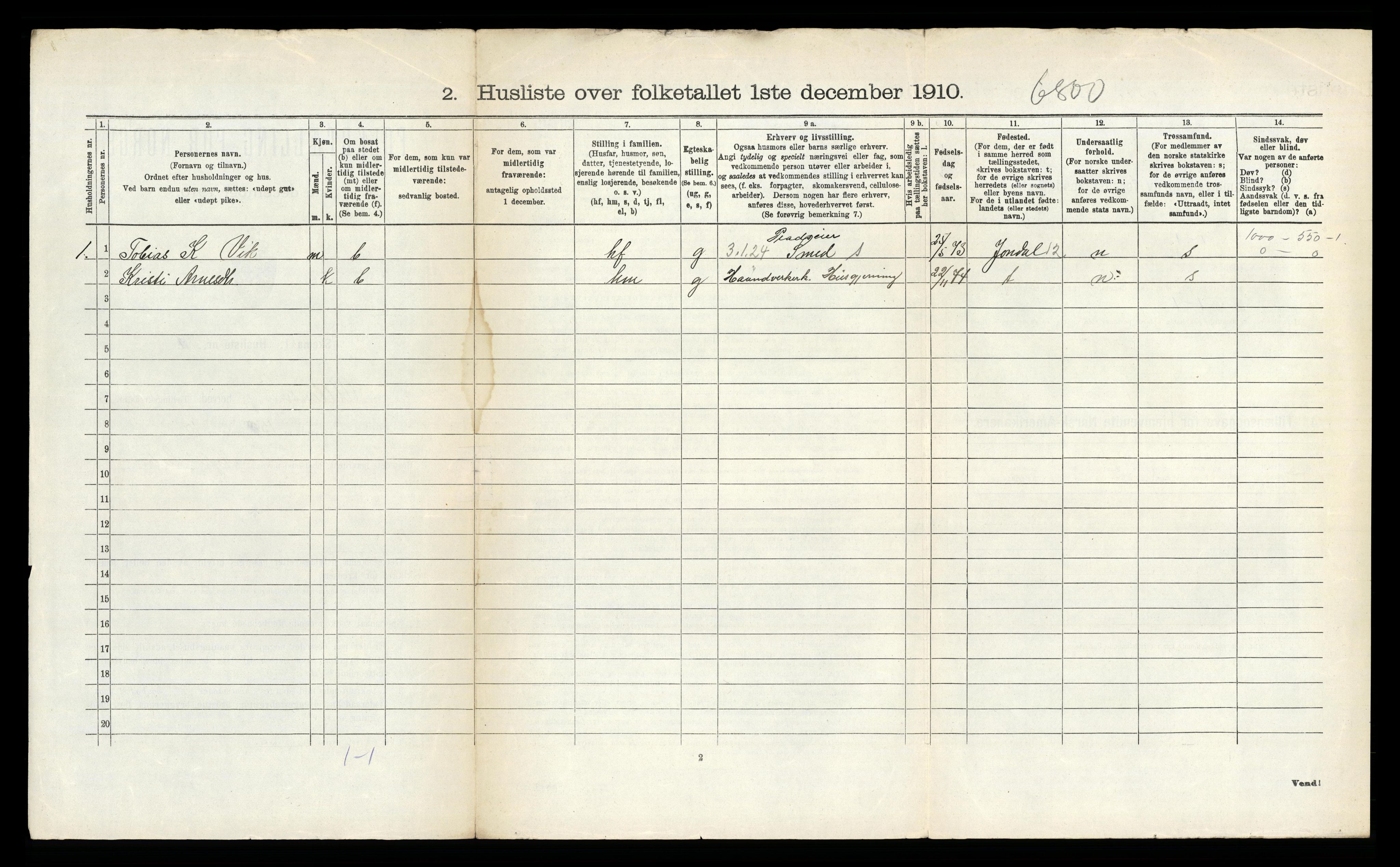 RA, 1910 census for Ullensvang, 1910, p. 1964