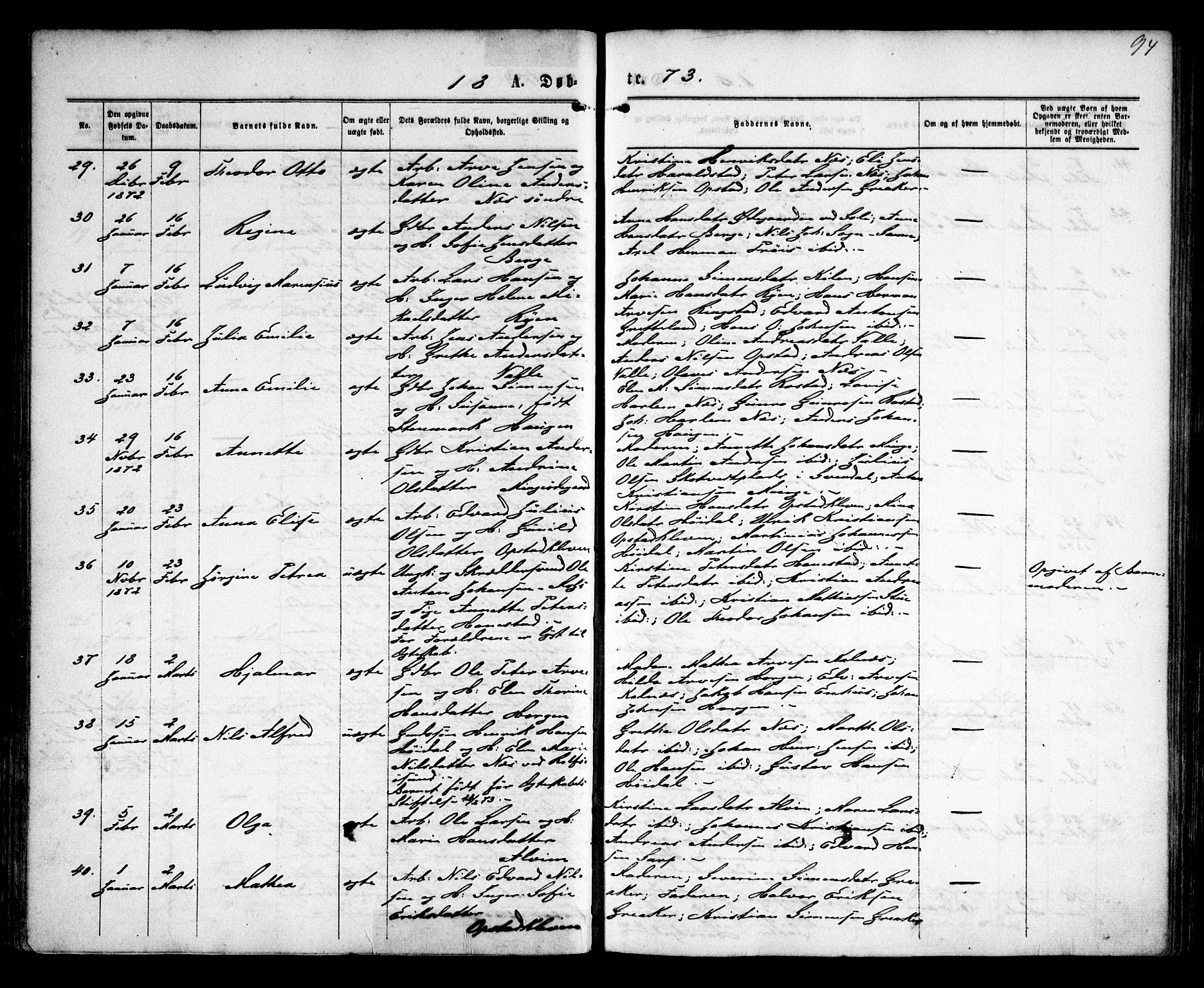 Tune prestekontor Kirkebøker, AV/SAO-A-2007/F/Fa/L0015: Parish register (official) no. 15, 1869-1873, p. 94