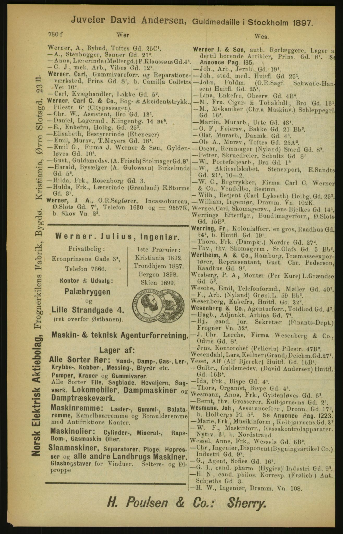 Kristiania/Oslo adressebok, PUBL/-, 1900, p. 780