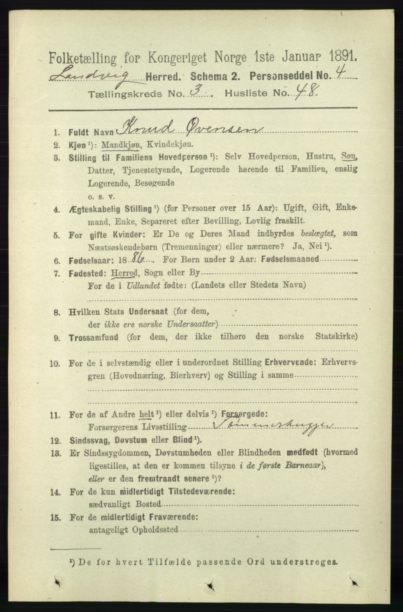 RA, 1891 census for 0924 Landvik, 1891, p. 1252