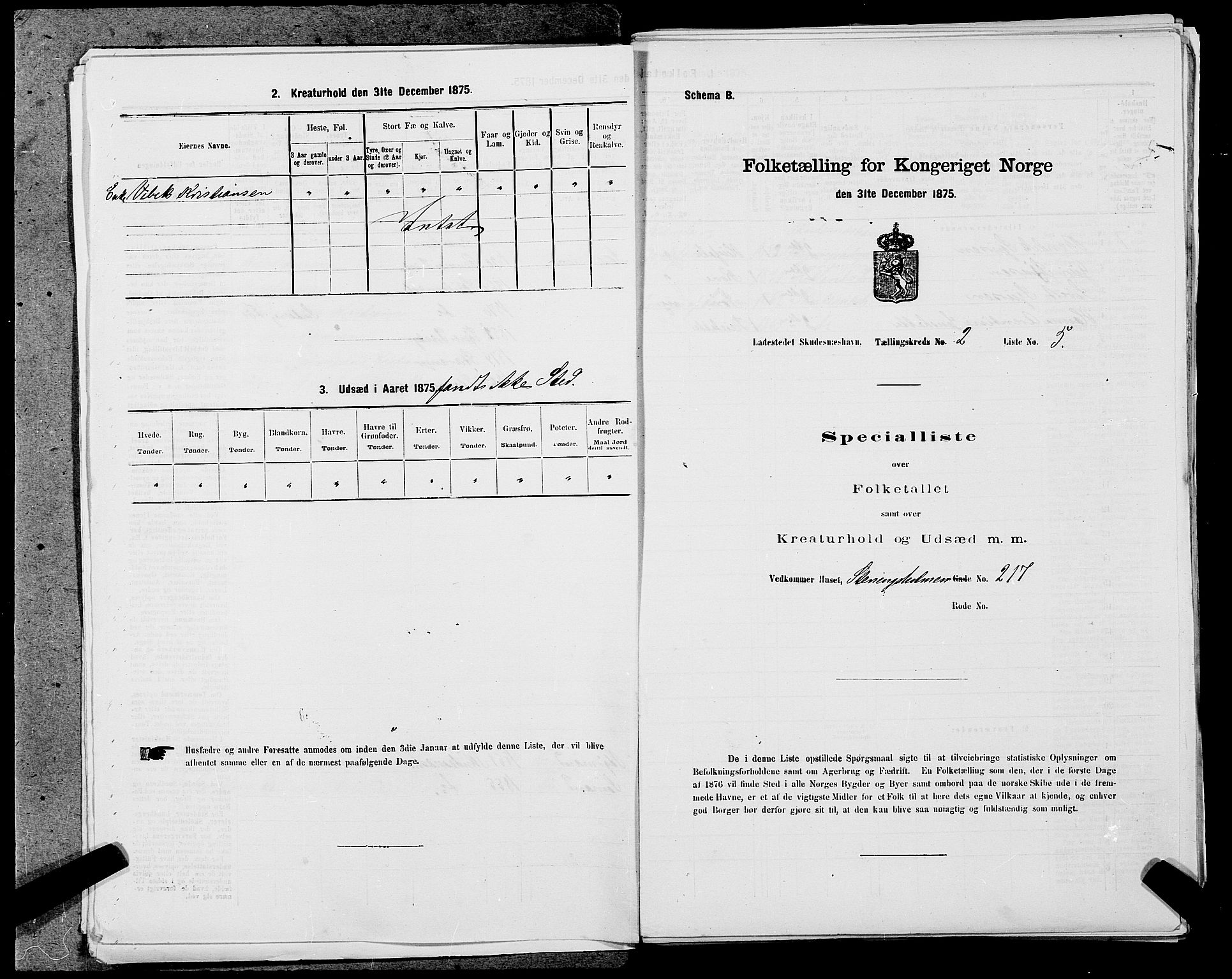 SAST, 1875 census for 1104B Skudenes/Skudeneshavn, 1875, p. 141