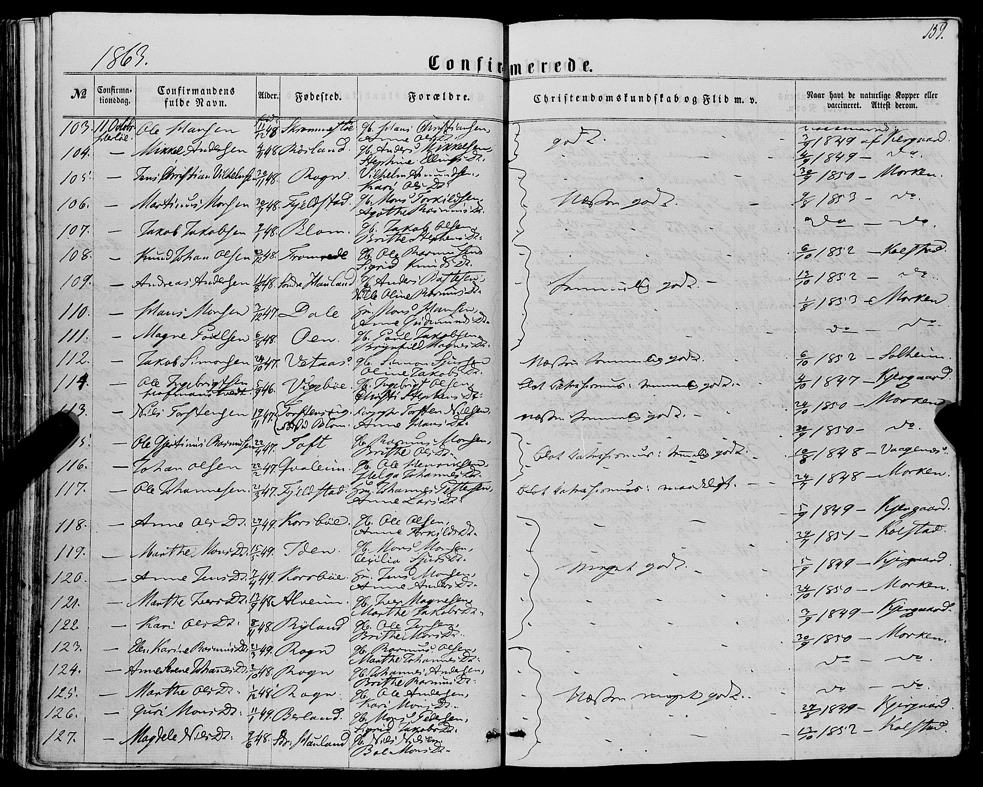 Manger sokneprestembete, AV/SAB-A-76801/H/Haa: Parish register (official) no. A 7, 1860-1870, p. 159