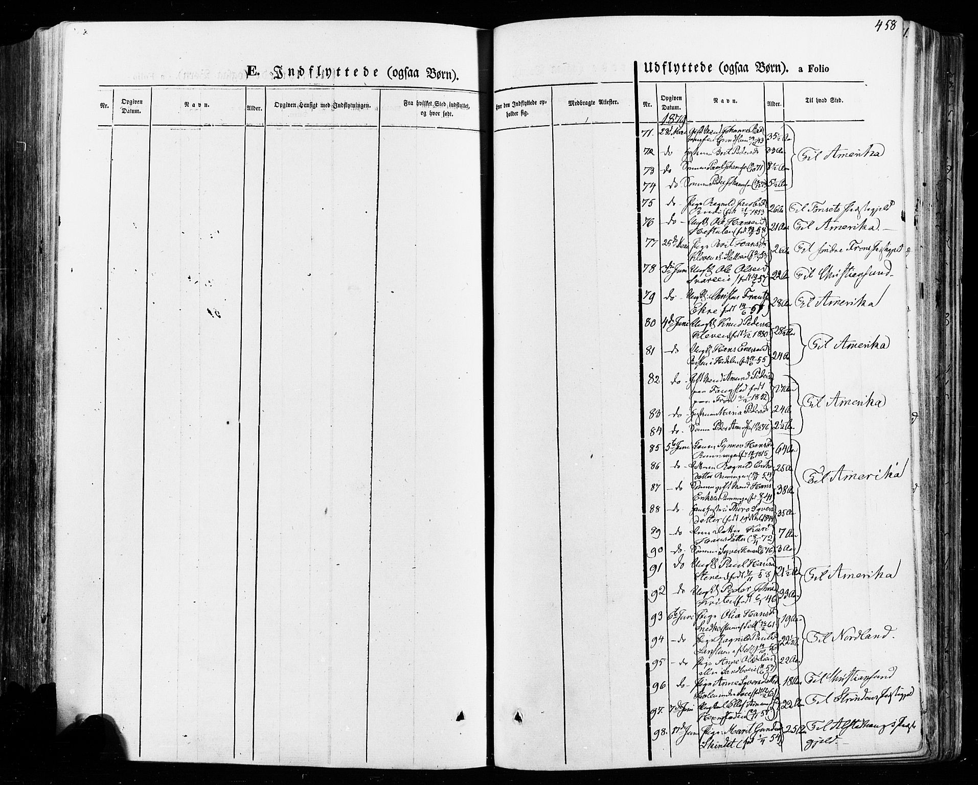 Vågå prestekontor, SAH/PREST-076/H/Ha/Haa/L0007: Parish register (official) no. 7 /1, 1872-1886, p. 458