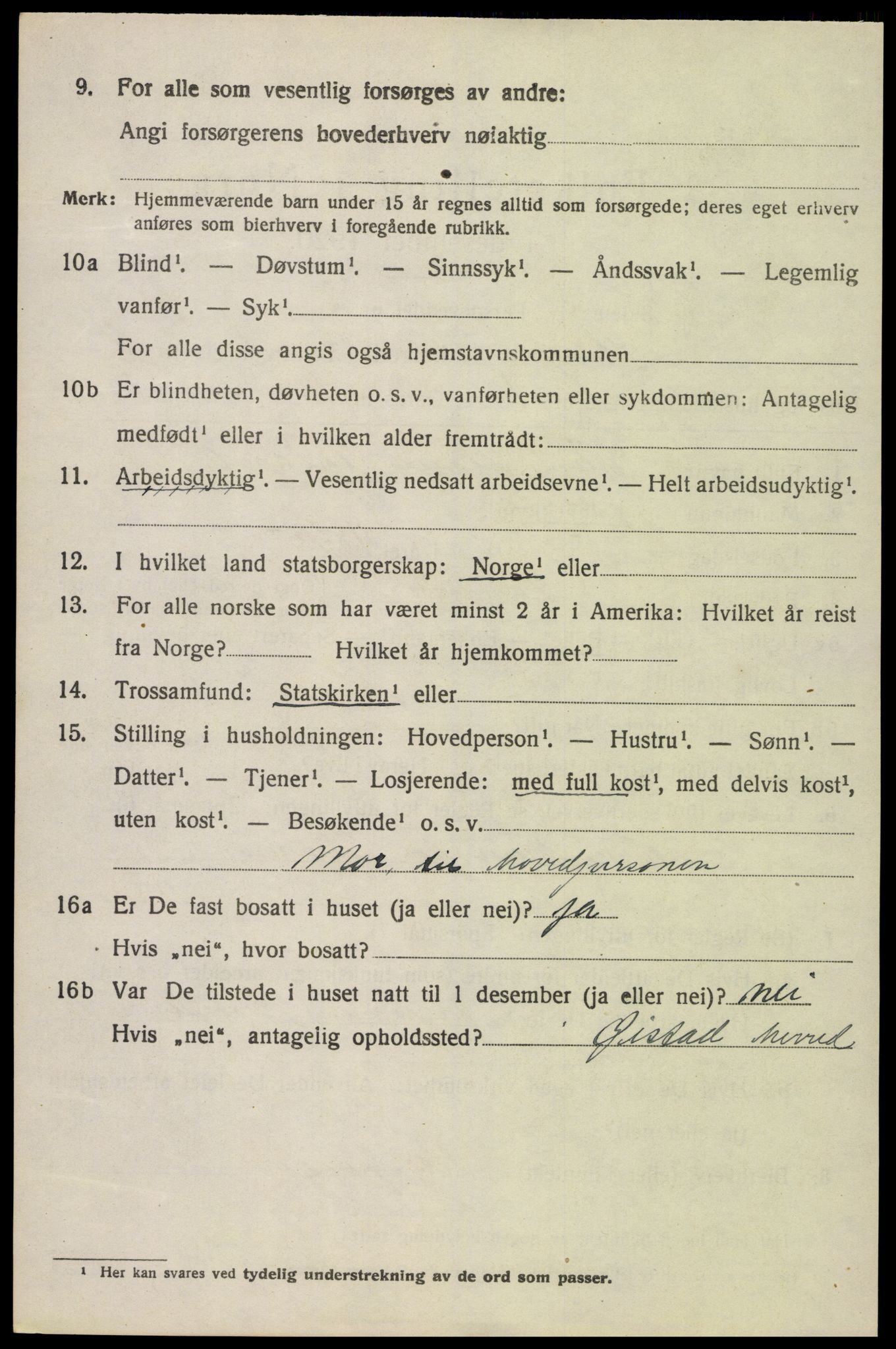 SAK, 1920 census for Herefoss, 1920, p. 921