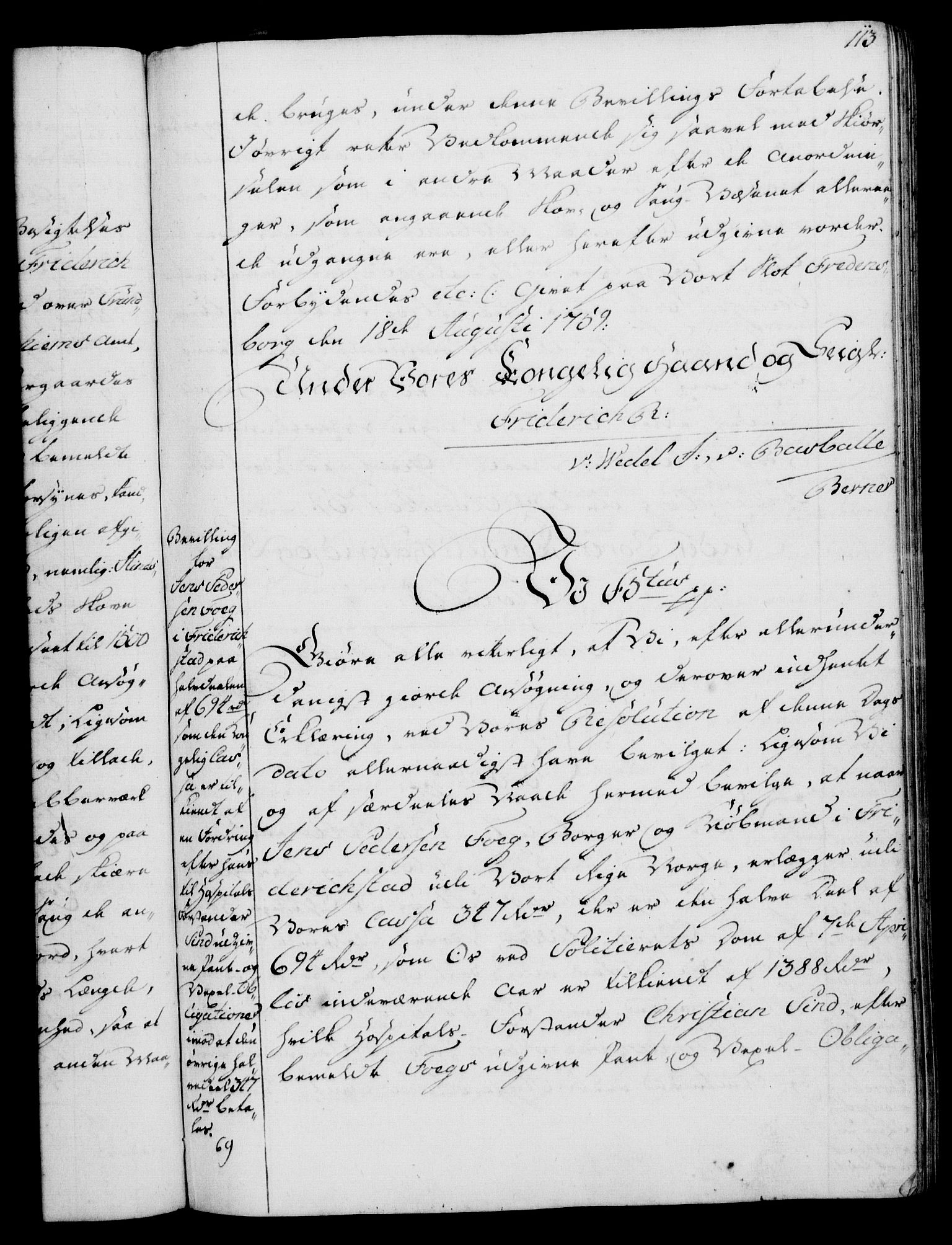 Rentekammeret, Kammerkanselliet, RA/EA-3111/G/Gg/Gga/L0007: Norsk ekspedisjonsprotokoll med register (merket RK 53.7), 1759-1768, p. 113