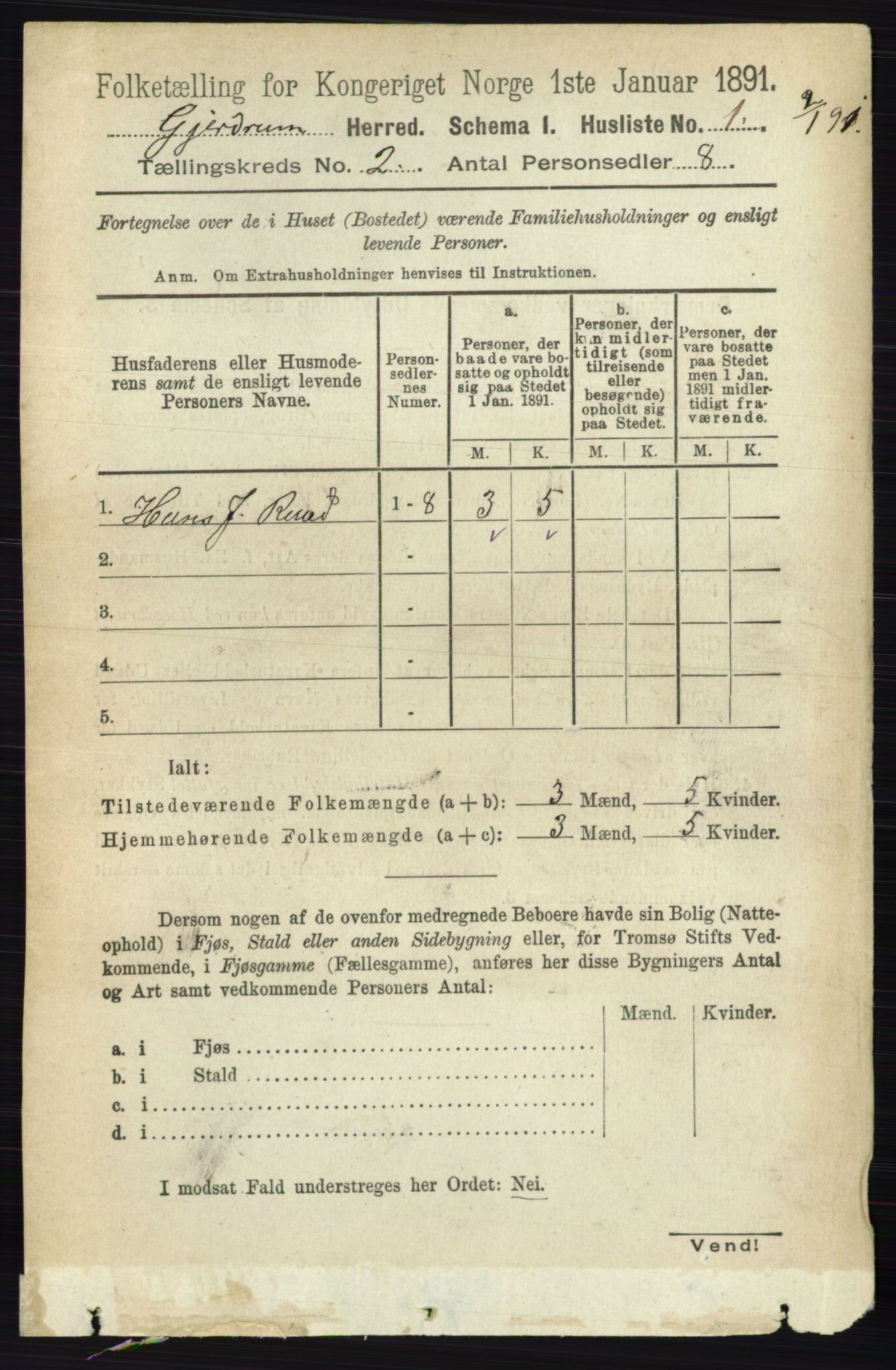 RA, 1891 census for 0234 Gjerdrum, 1891, p. 506