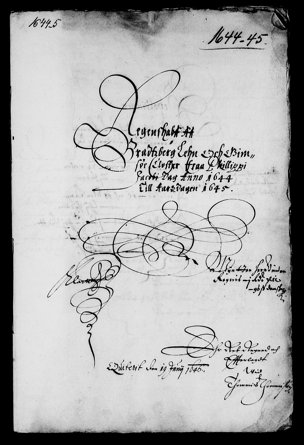 Rentekammeret inntil 1814, Reviderte regnskaper, Lensregnskaper, AV/RA-EA-5023/R/Rb/Rbp/L0030: Bratsberg len, 1643-1645