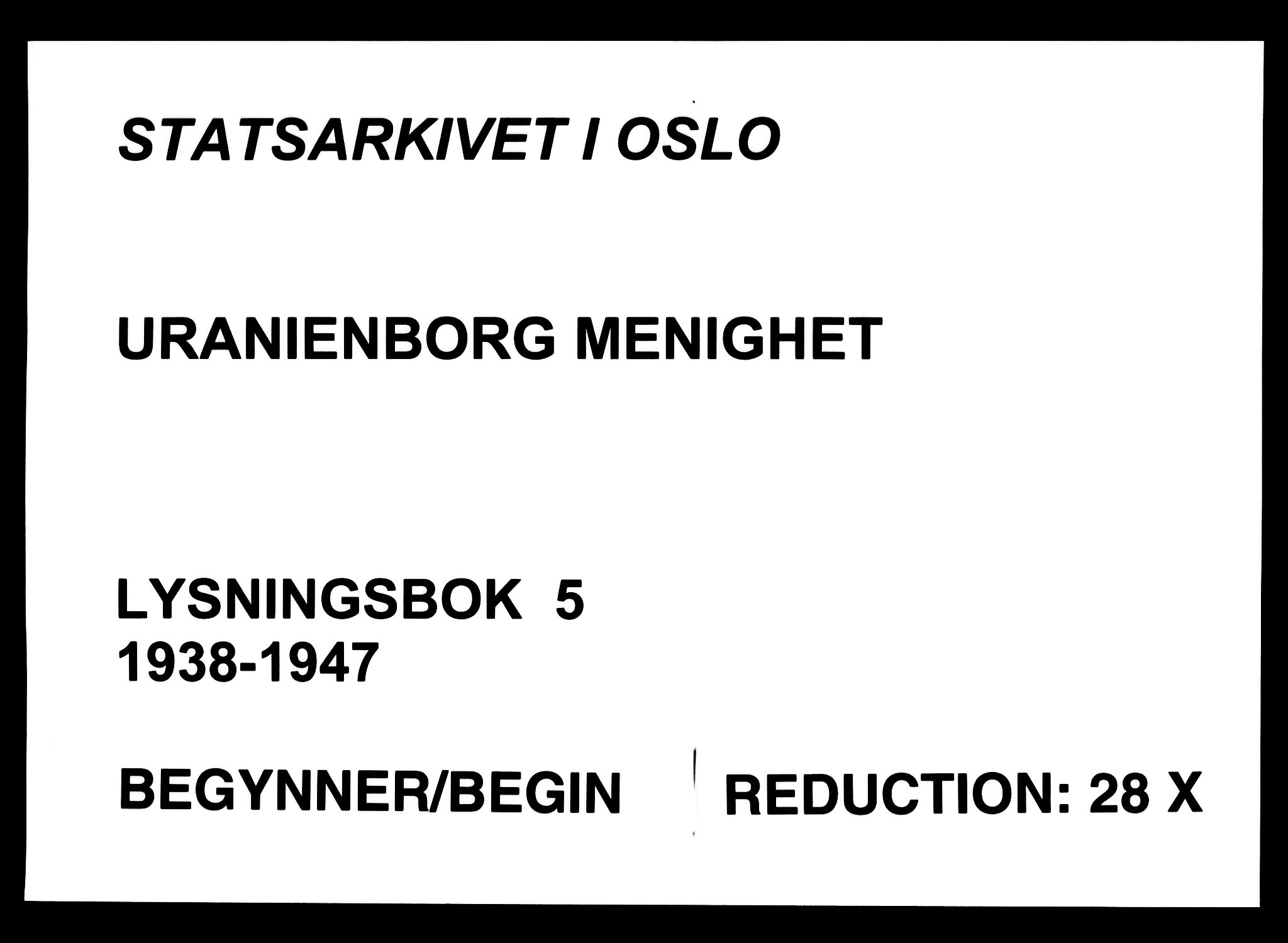 Uranienborg prestekontor Kirkebøker, SAO/A-10877/H/Hb/L0001: Banns register no. II 1, 1938-1947