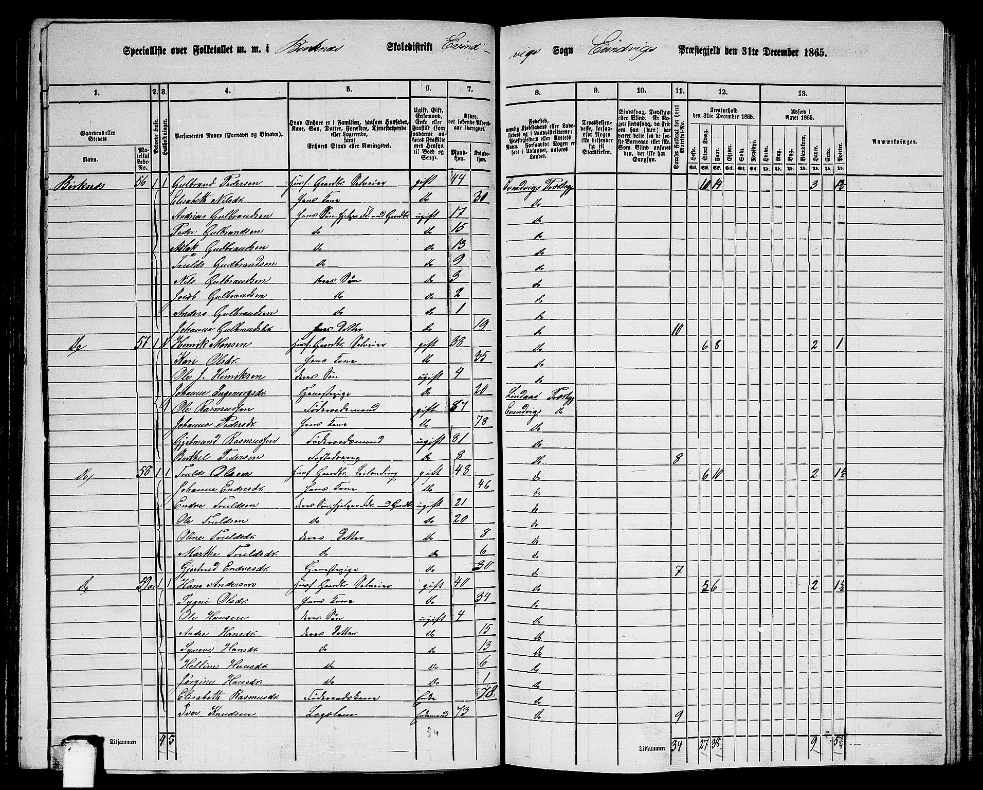 RA, 1865 census for Eivindvik, 1865, p. 105