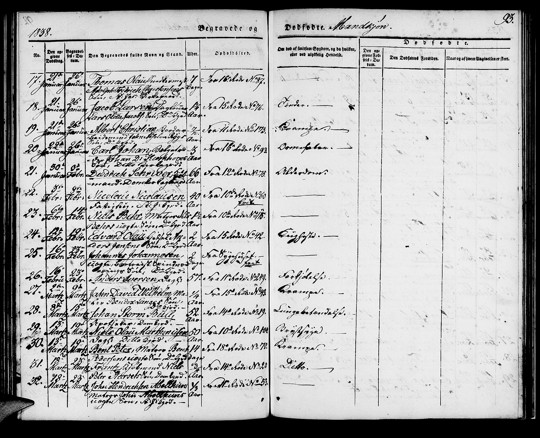 Domkirken sokneprestembete, SAB/A-74801/H/Haa/L0015: Parish register (official) no. A 14, 1835-1840, p. 93
