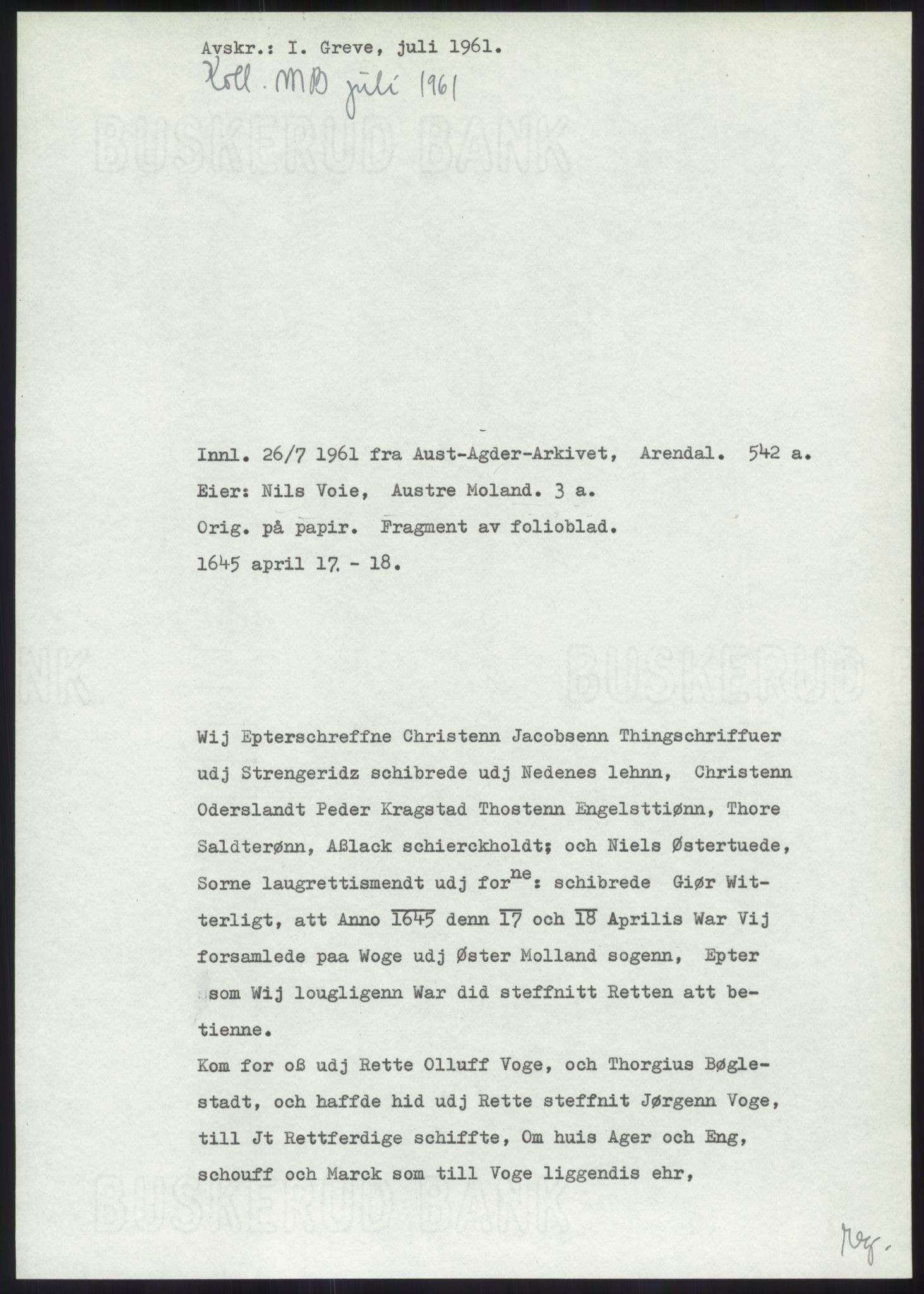 Samlinger til kildeutgivelse, Diplomavskriftsamlingen, AV/RA-EA-4053/H/Ha, p. 386