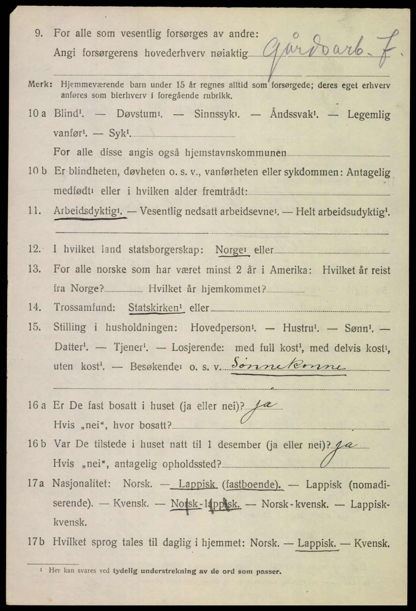 SAT, 1920 census for Evenes, 1920, p. 12187