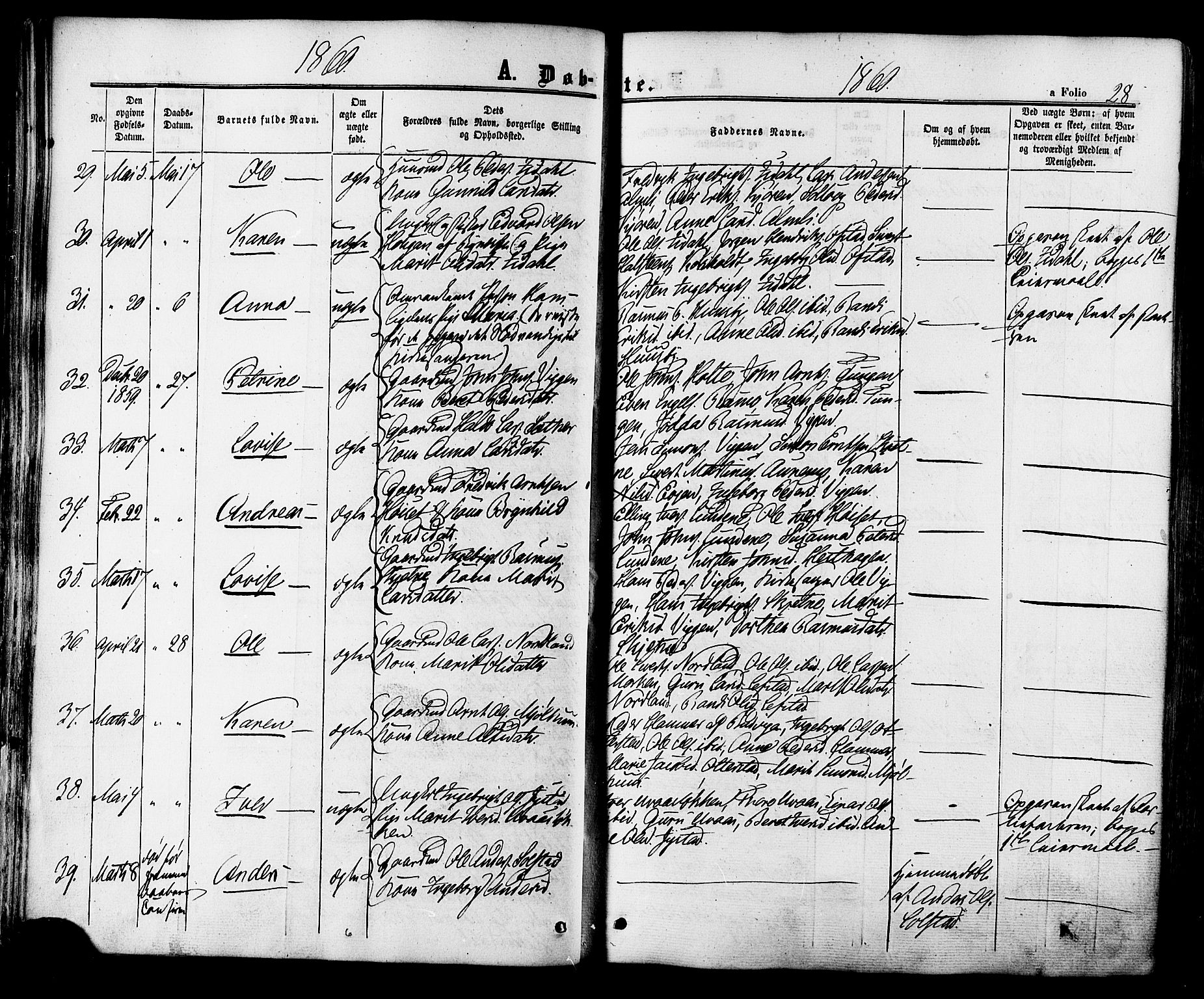 Ministerialprotokoller, klokkerbøker og fødselsregistre - Sør-Trøndelag, SAT/A-1456/665/L0772: Parish register (official) no. 665A07, 1856-1878, p. 28