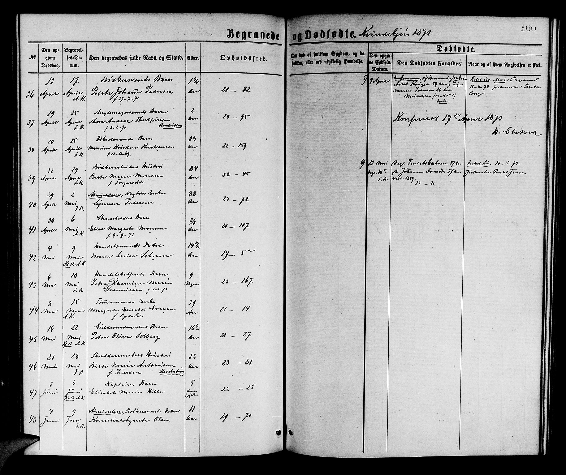 Korskirken sokneprestembete, AV/SAB-A-76101/H/Hab: Parish register (copy) no. E 3, 1871-1883, p. 160