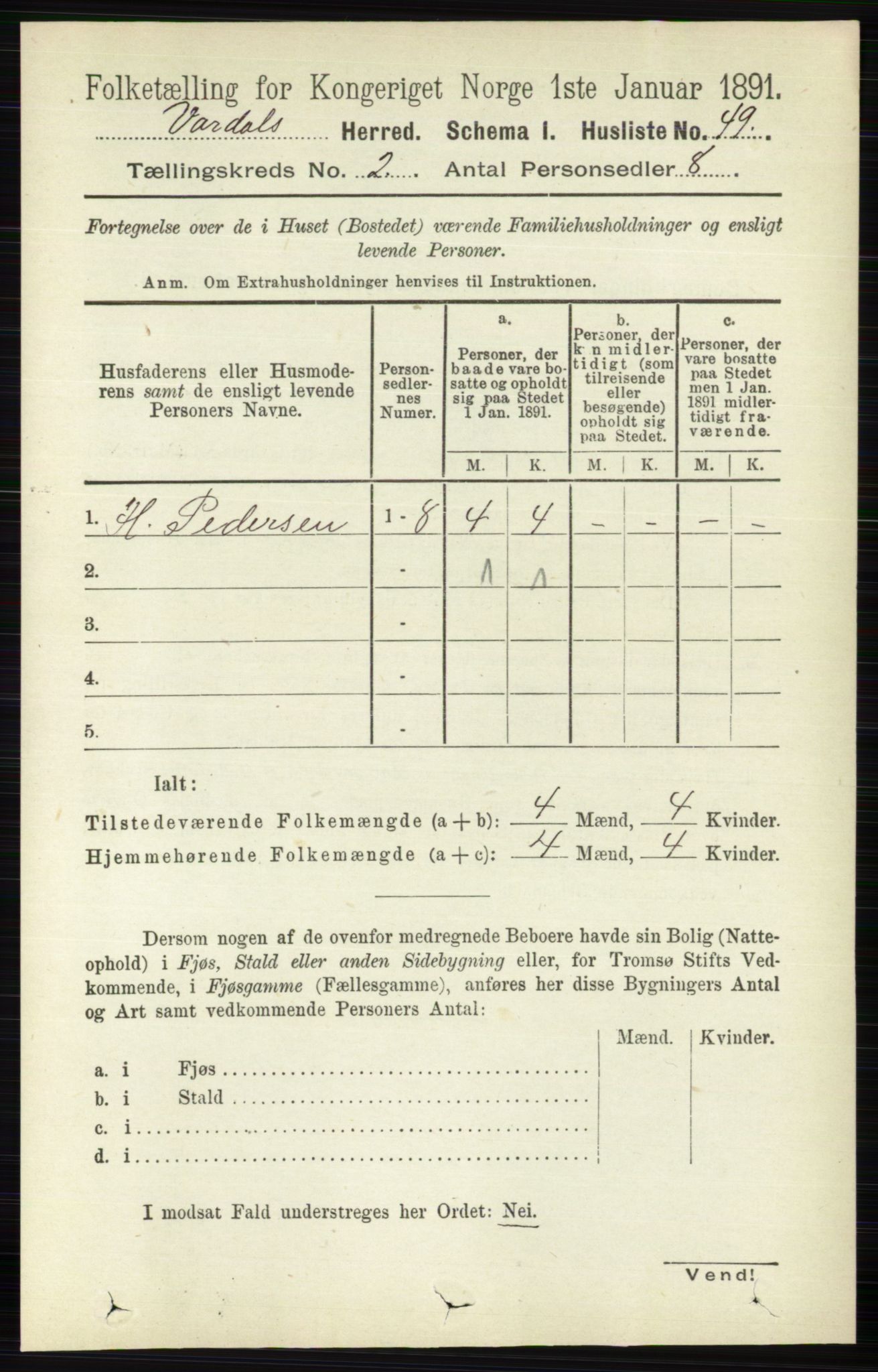 RA, 1891 census for 0527 Vardal, 1891, p. 513