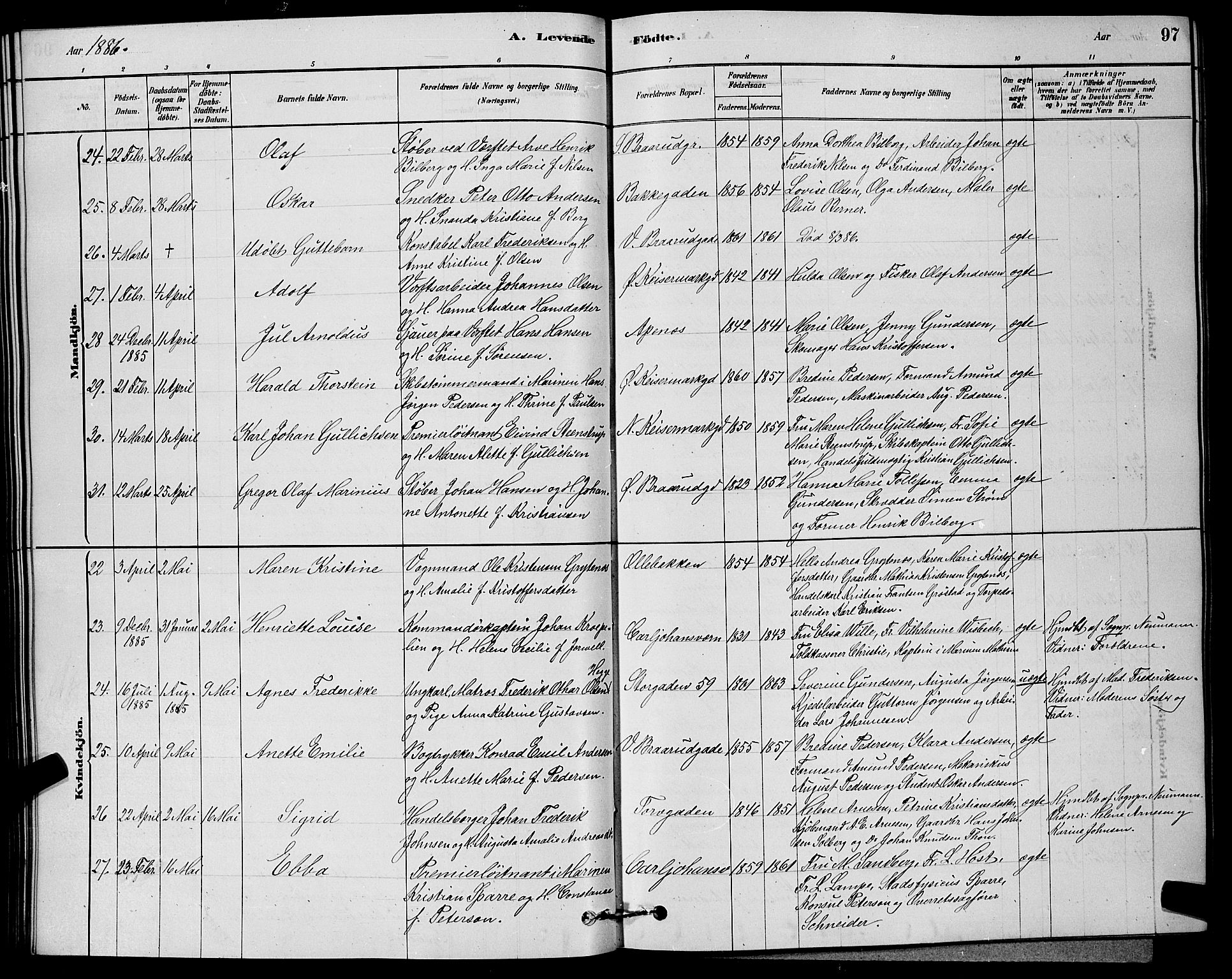 Horten kirkebøker, SAKO/A-348/G/Ga/L0003: Parish register (copy) no. 4, 1878-1887, p. 97