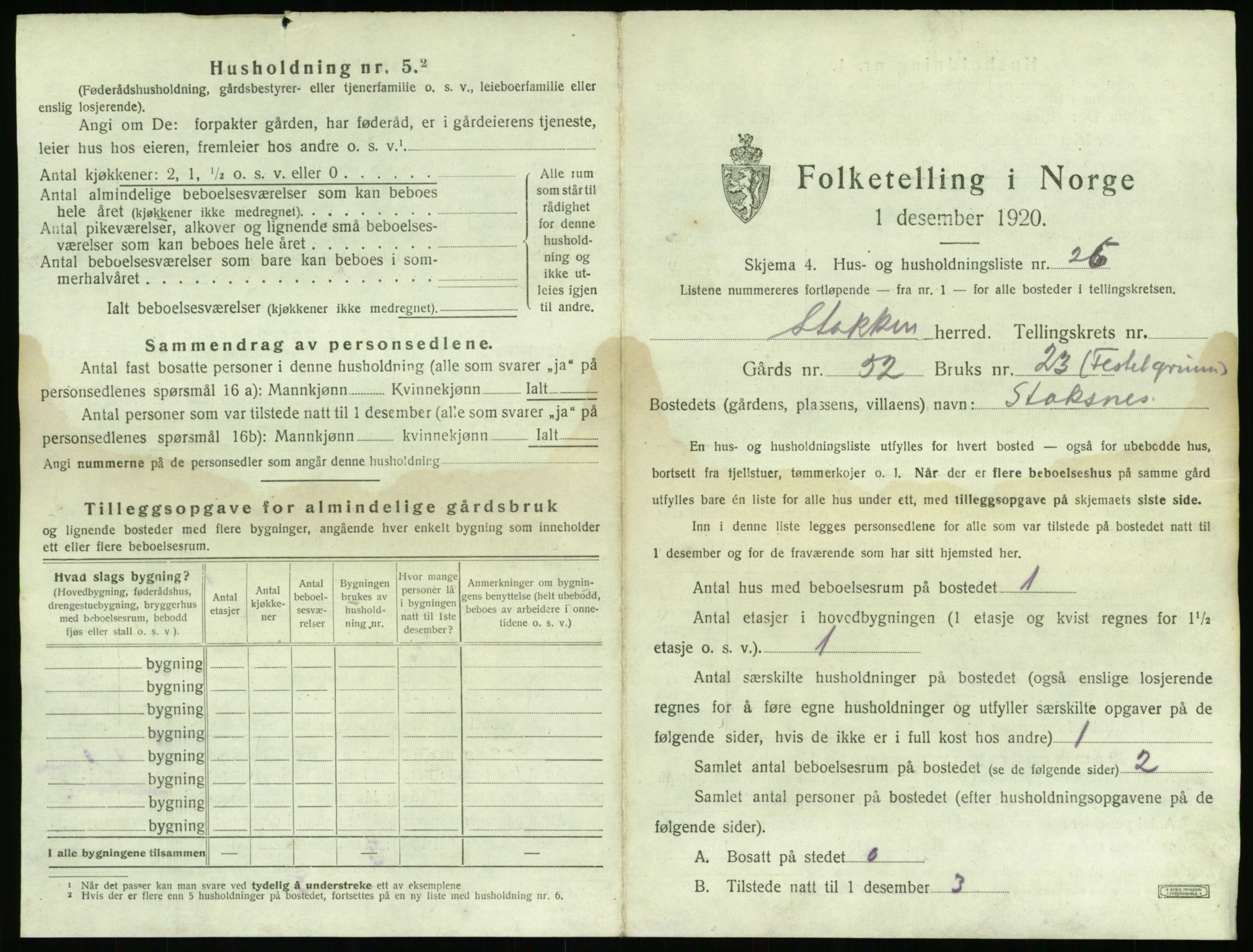 SAK, 1920 census for Stokken, 1920, p. 506