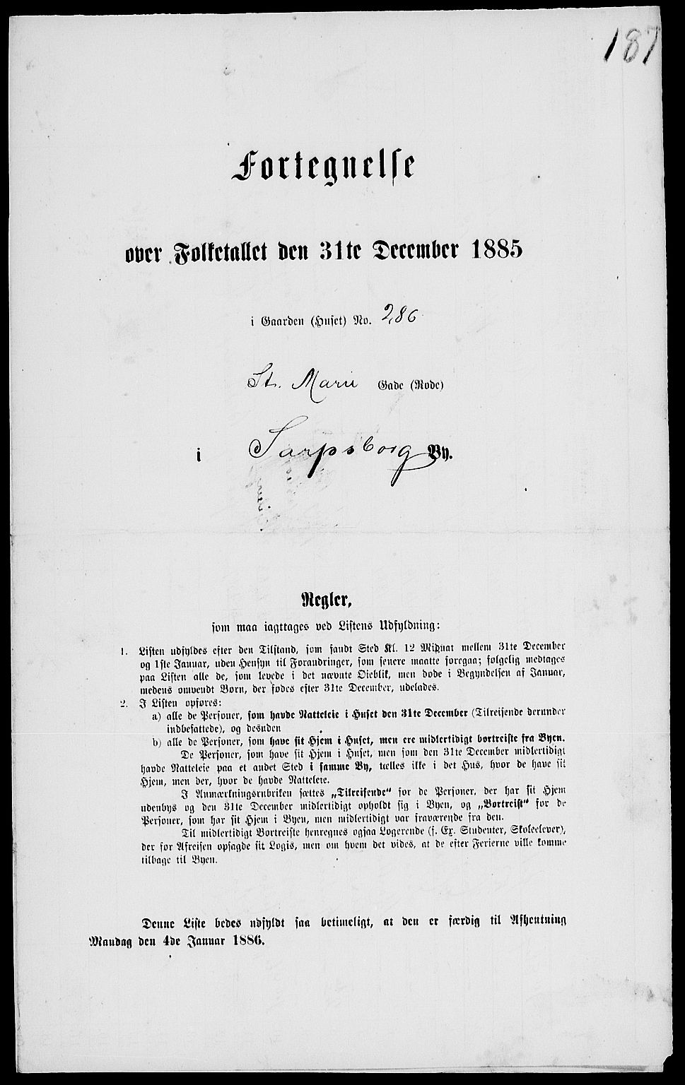 RA, 1885 census for 0102 Sarpsborg, 1885, p. 374