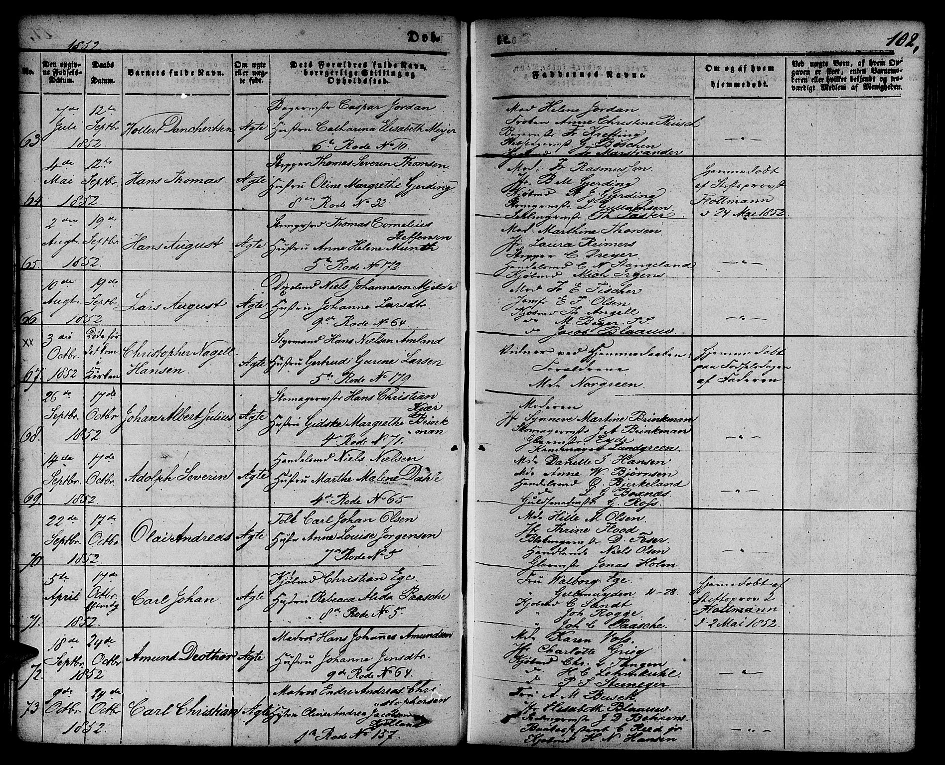 Nykirken Sokneprestembete, SAB/A-77101/H/Hab: Parish register (copy) no. B 1, 1842-1858, p. 102
