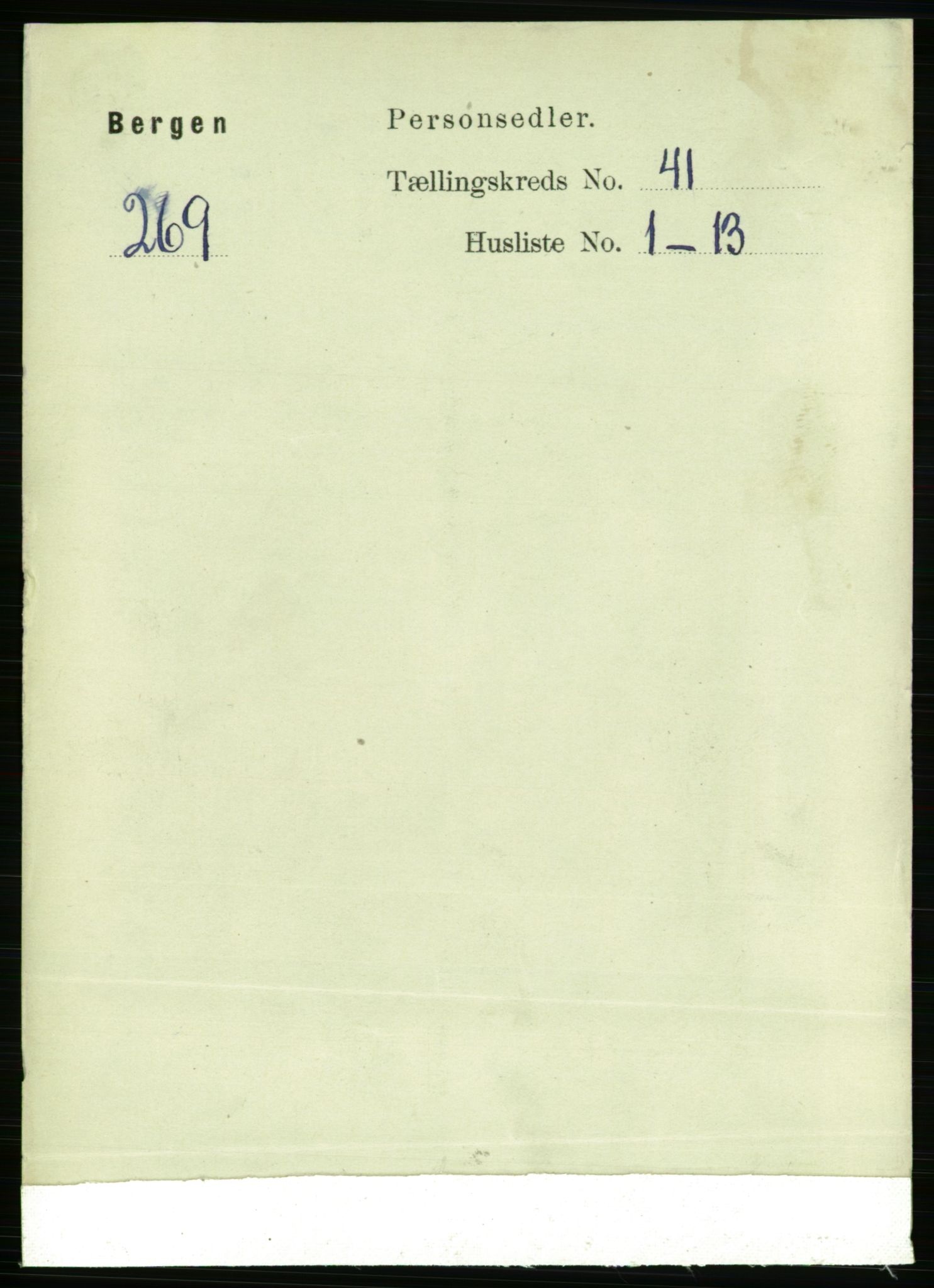 RA, 1891 Census for 1301 Bergen, 1891, p. 48988