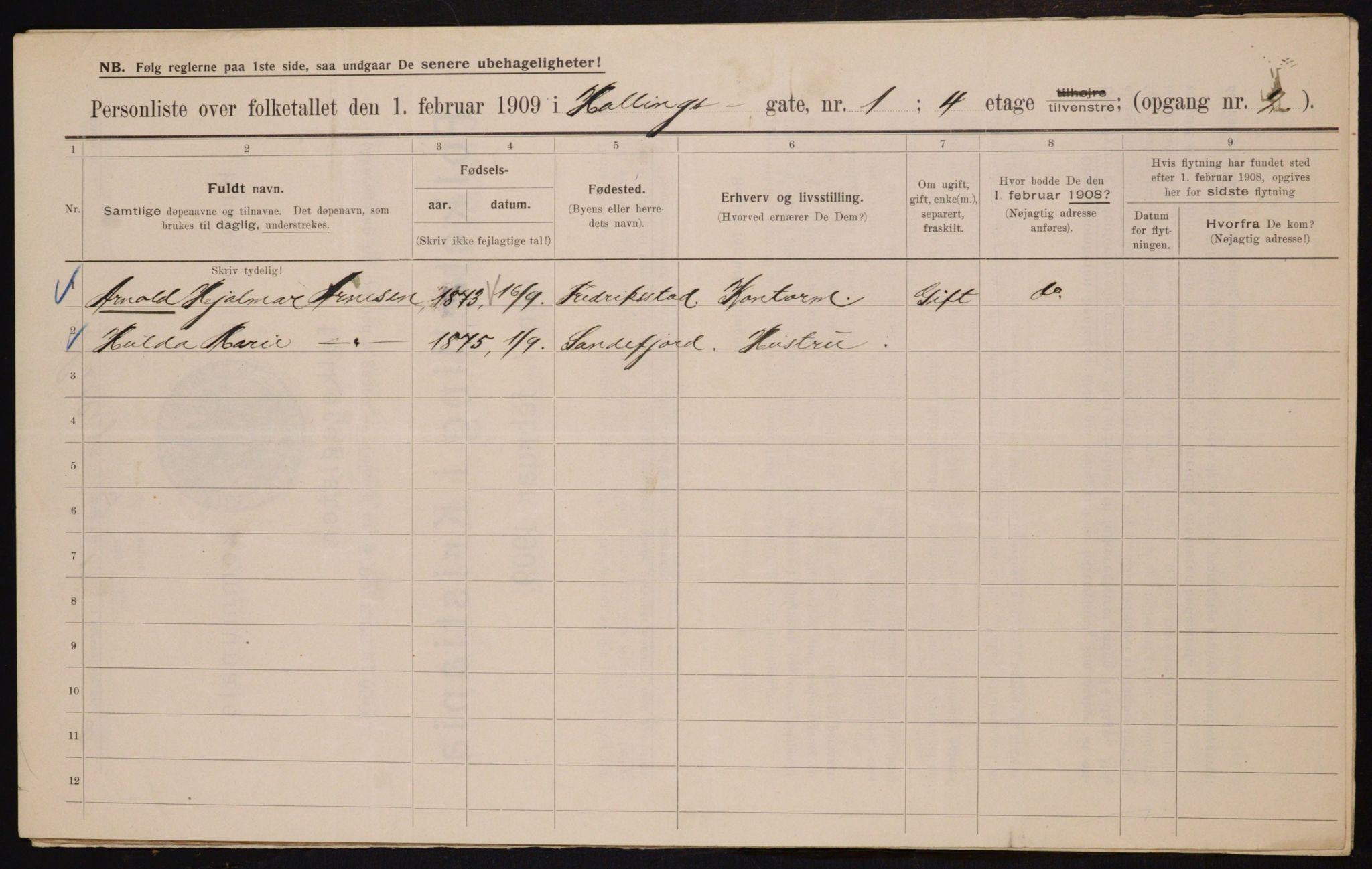 OBA, Municipal Census 1909 for Kristiania, 1909, p. 30908