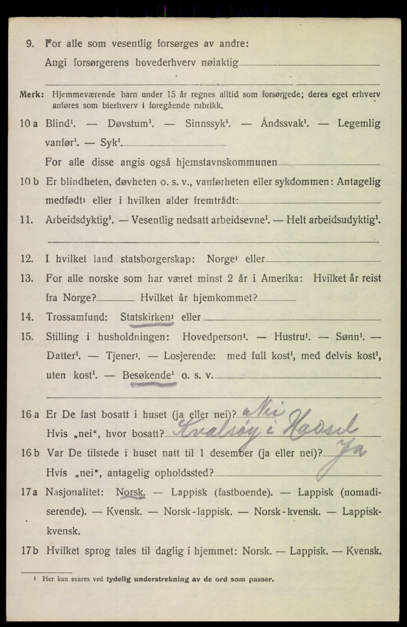 SAT, 1920 census for Hadsel, 1920, p. 22243