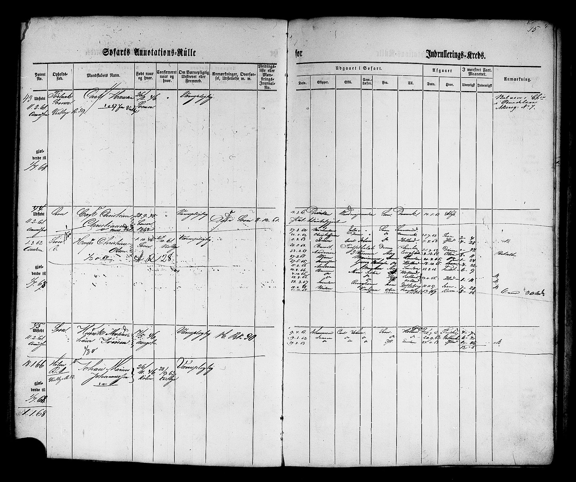 Son mønstringskontor, AV/SAO-A-10569e/F/Fc/Fca/L0001: Annotasjonsrulle, 1860-1868, p. 19