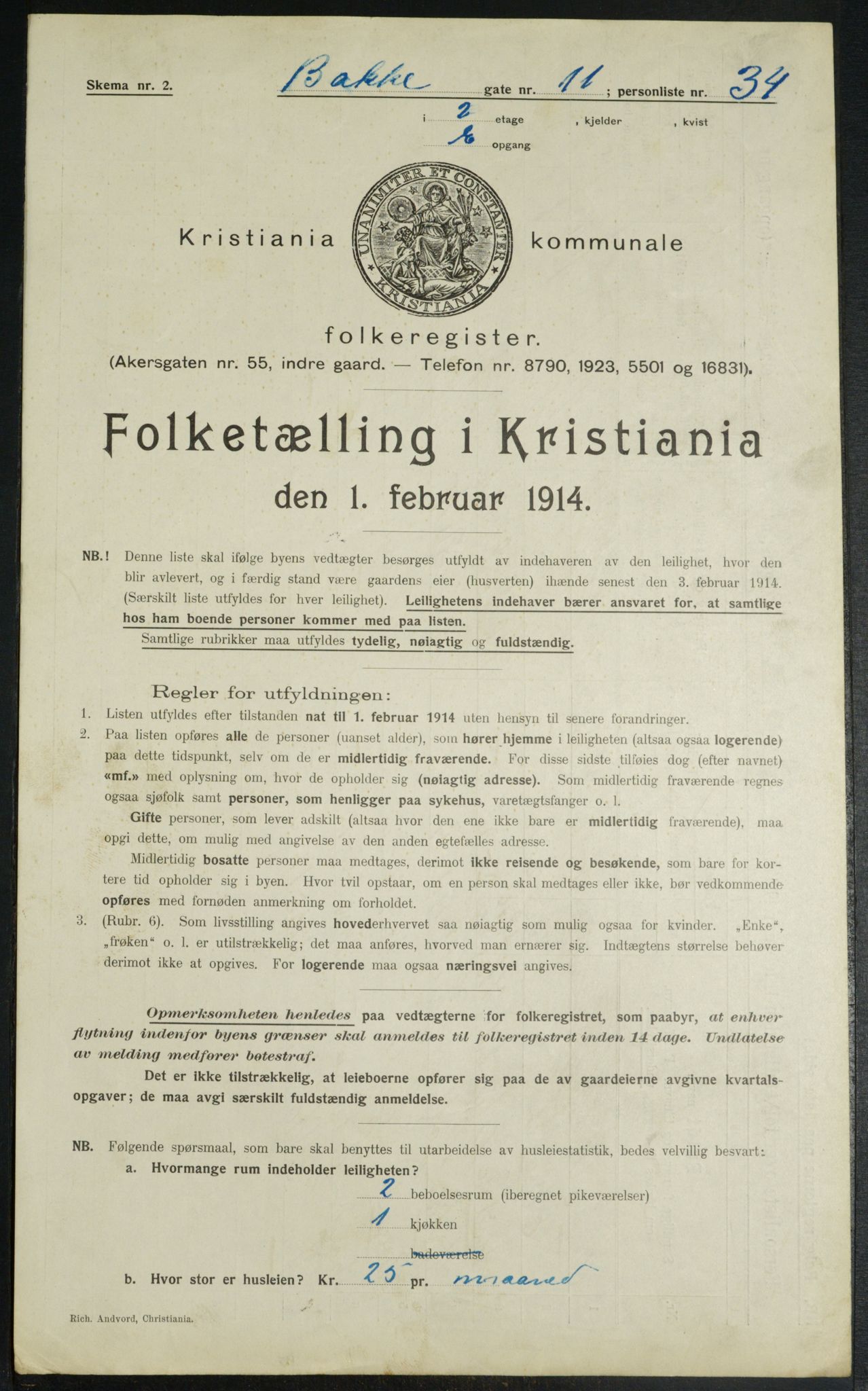 OBA, Municipal Census 1914 for Kristiania, 1914, p. 2780