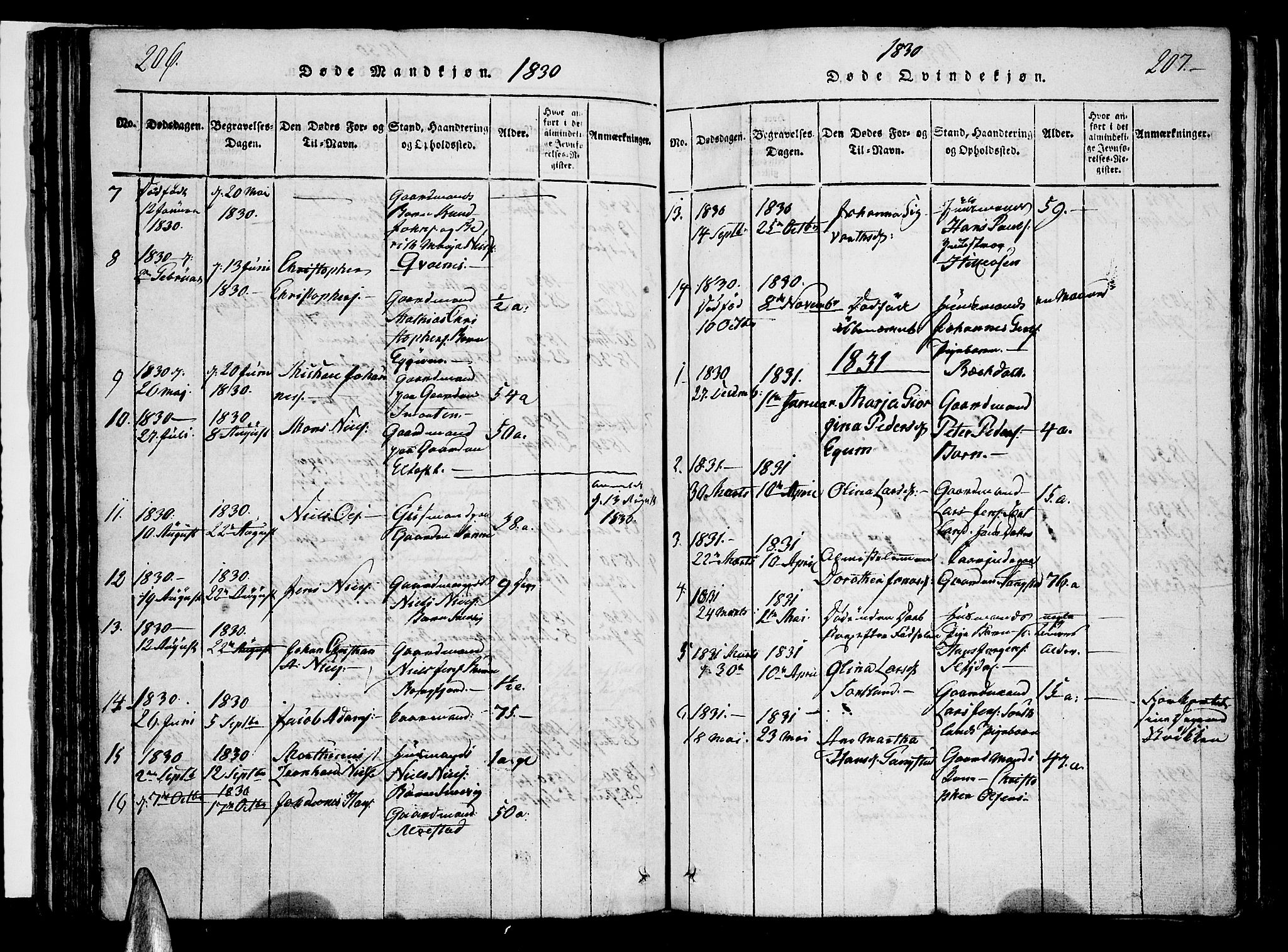 Ministerialprotokoller, klokkerbøker og fødselsregistre - Nordland, SAT/A-1459/880/L1130: Parish register (official) no. 880A04, 1821-1843, p. 206-207