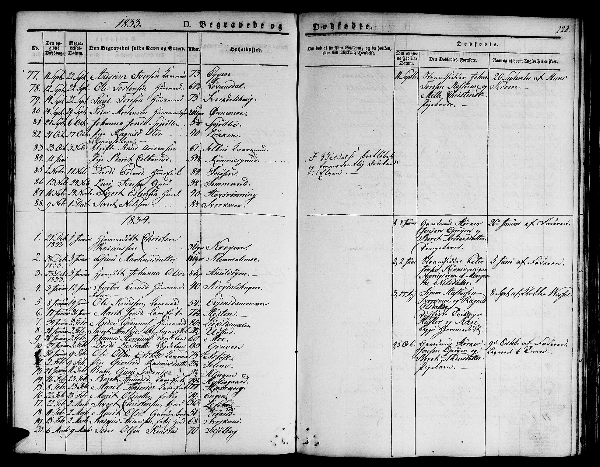Ministerialprotokoller, klokkerbøker og fødselsregistre - Sør-Trøndelag, SAT/A-1456/668/L0804: Parish register (official) no. 668A04, 1826-1839, p. 223