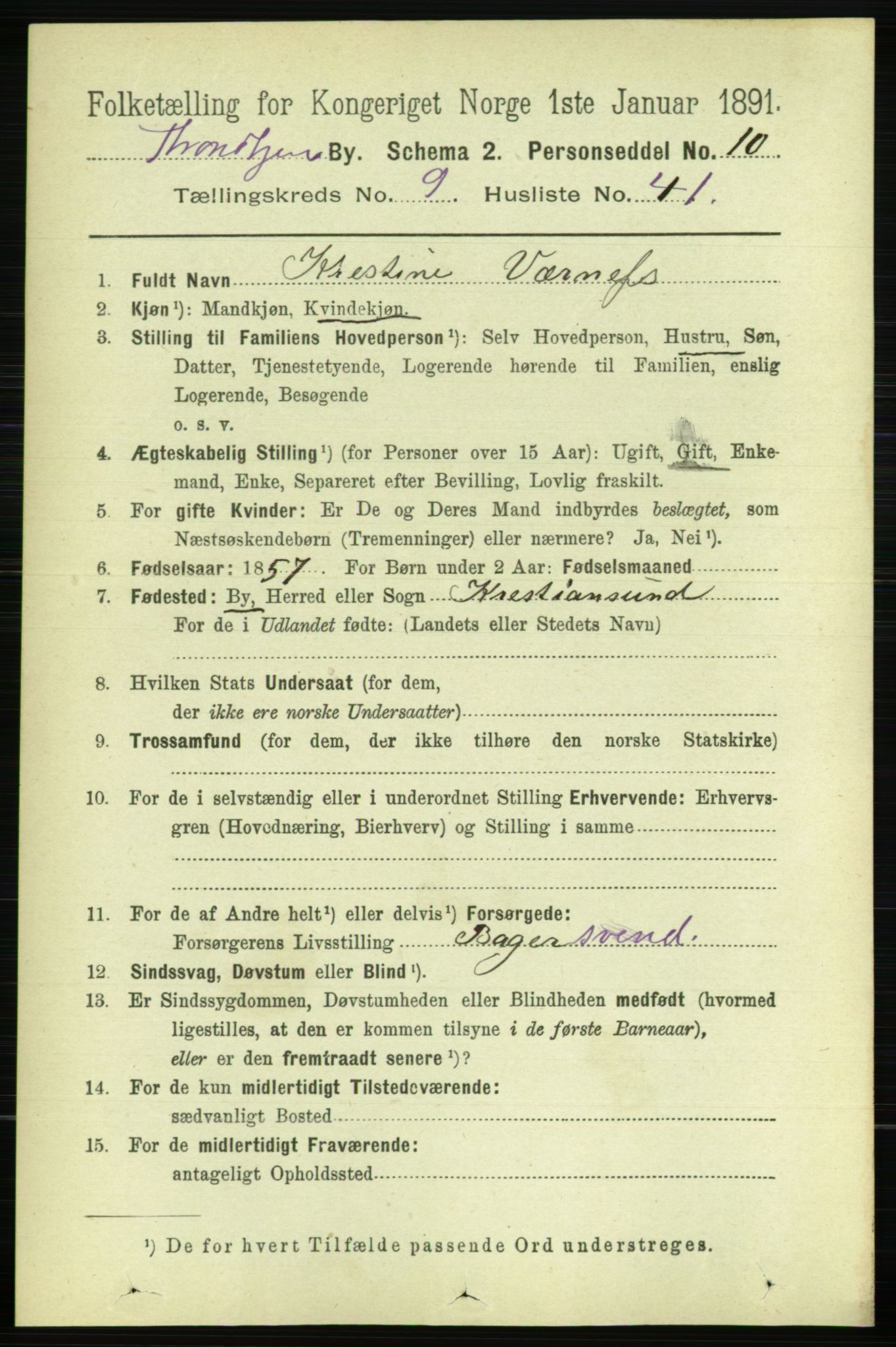 RA, 1891 census for 1601 Trondheim, 1891, p. 8083