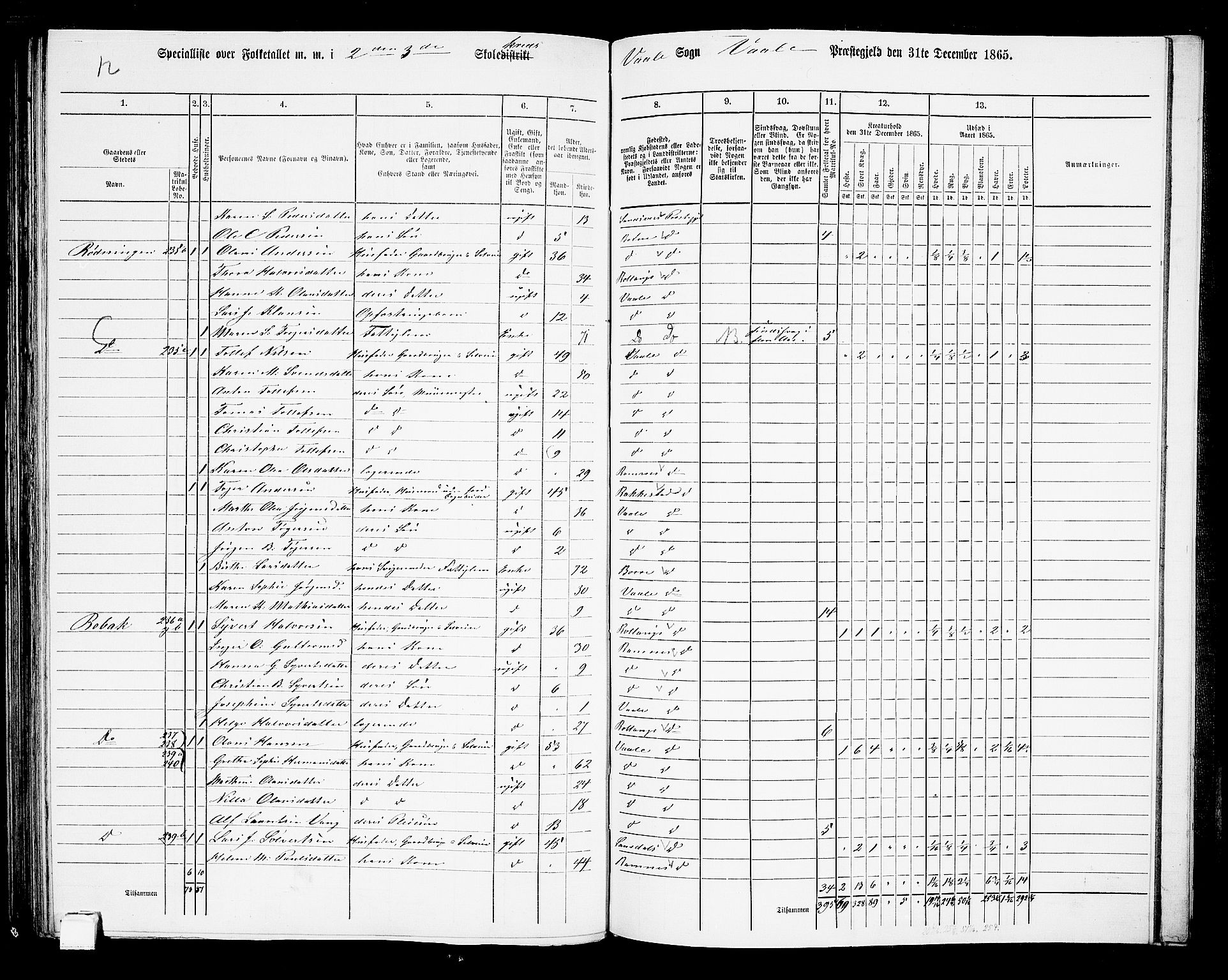 RA, 1865 census for Våle, 1865, p. 82