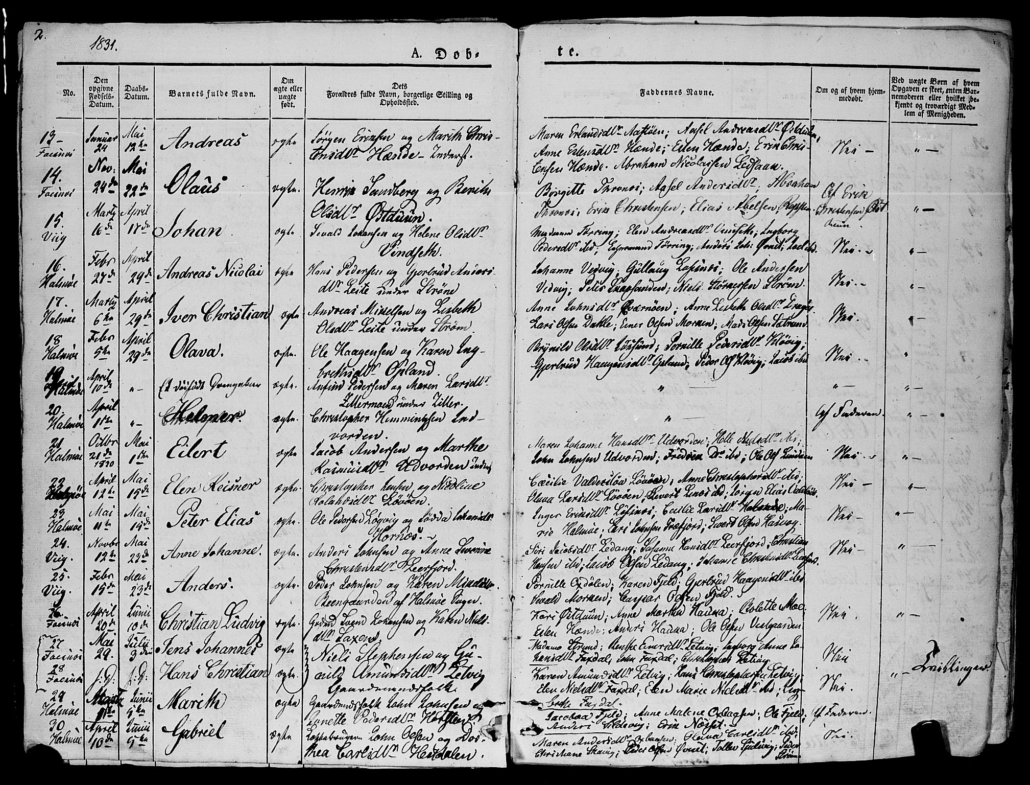 Ministerialprotokoller, klokkerbøker og fødselsregistre - Nord-Trøndelag, SAT/A-1458/773/L0614: Parish register (official) no. 773A05, 1831-1856, p. 2