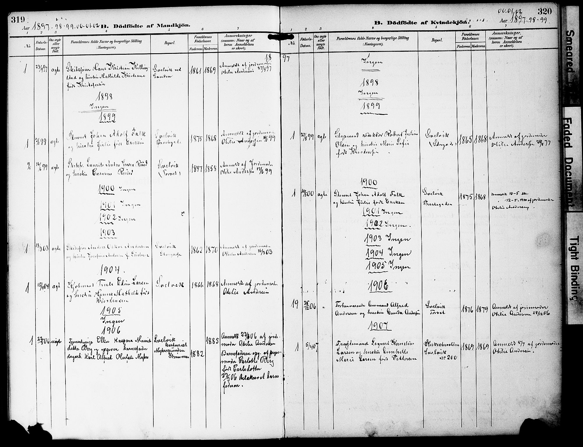 Strømm kirkebøker, AV/SAKO-A-322/G/Gb/L0002: Parish register (copy) no. II 2, 1897-1928, p. 319-320