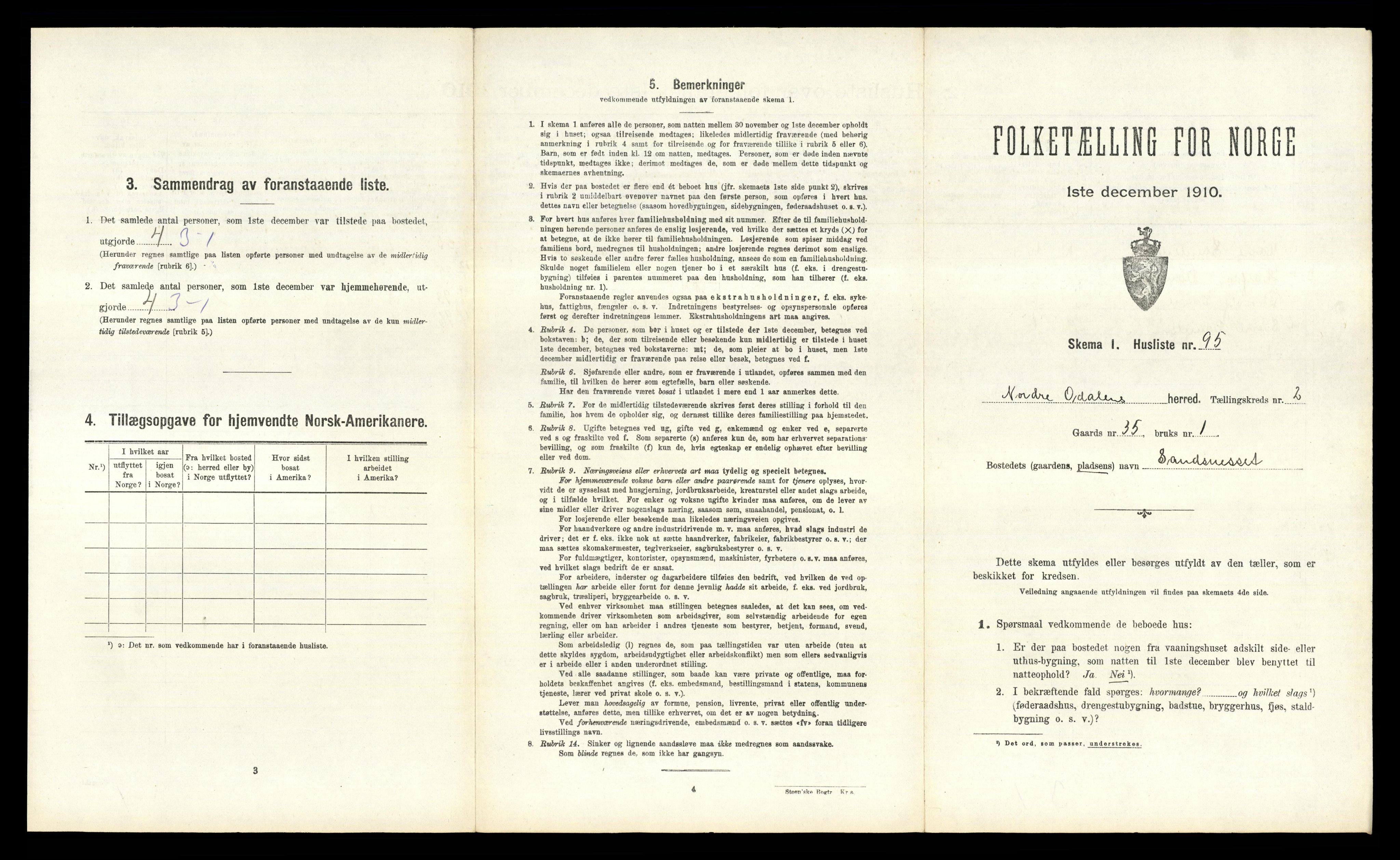 RA, 1910 census for Nord-Odal, 1910, p. 331