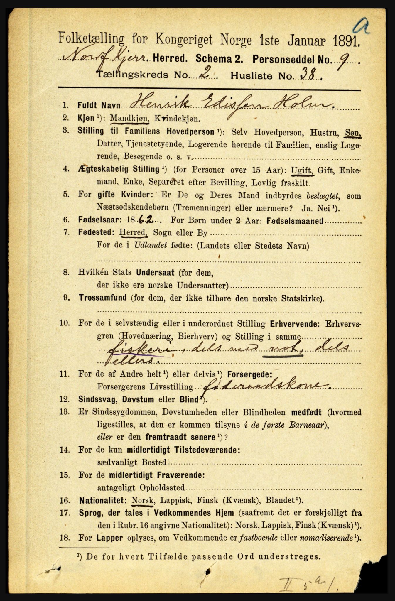 RA, 1891 census for 1846 Nordfold-Kjerringøy, 1891, p. 685