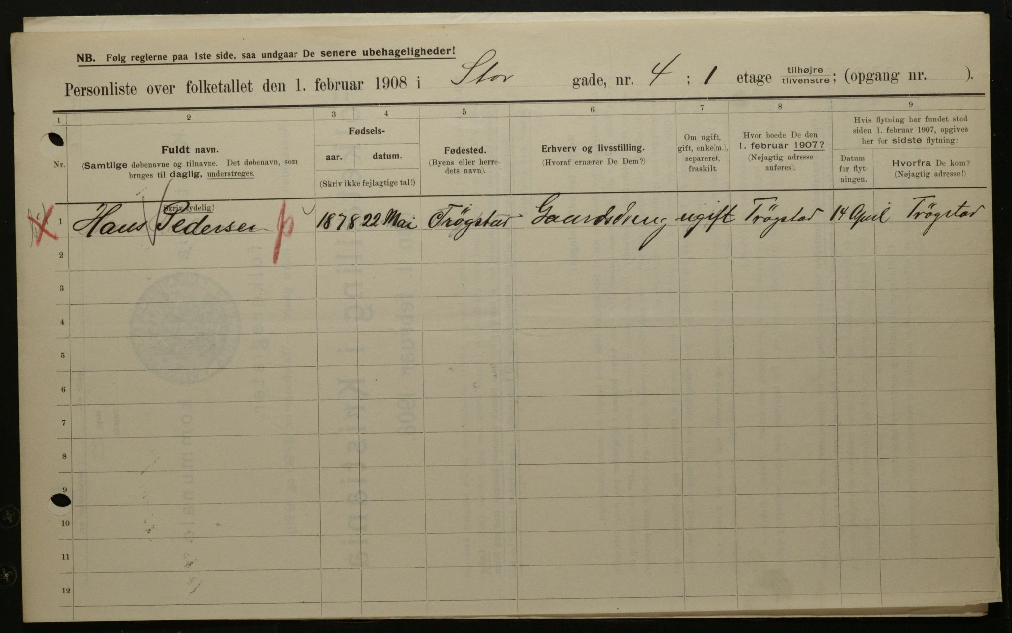 OBA, Municipal Census 1908 for Kristiania, 1908, p. 92479