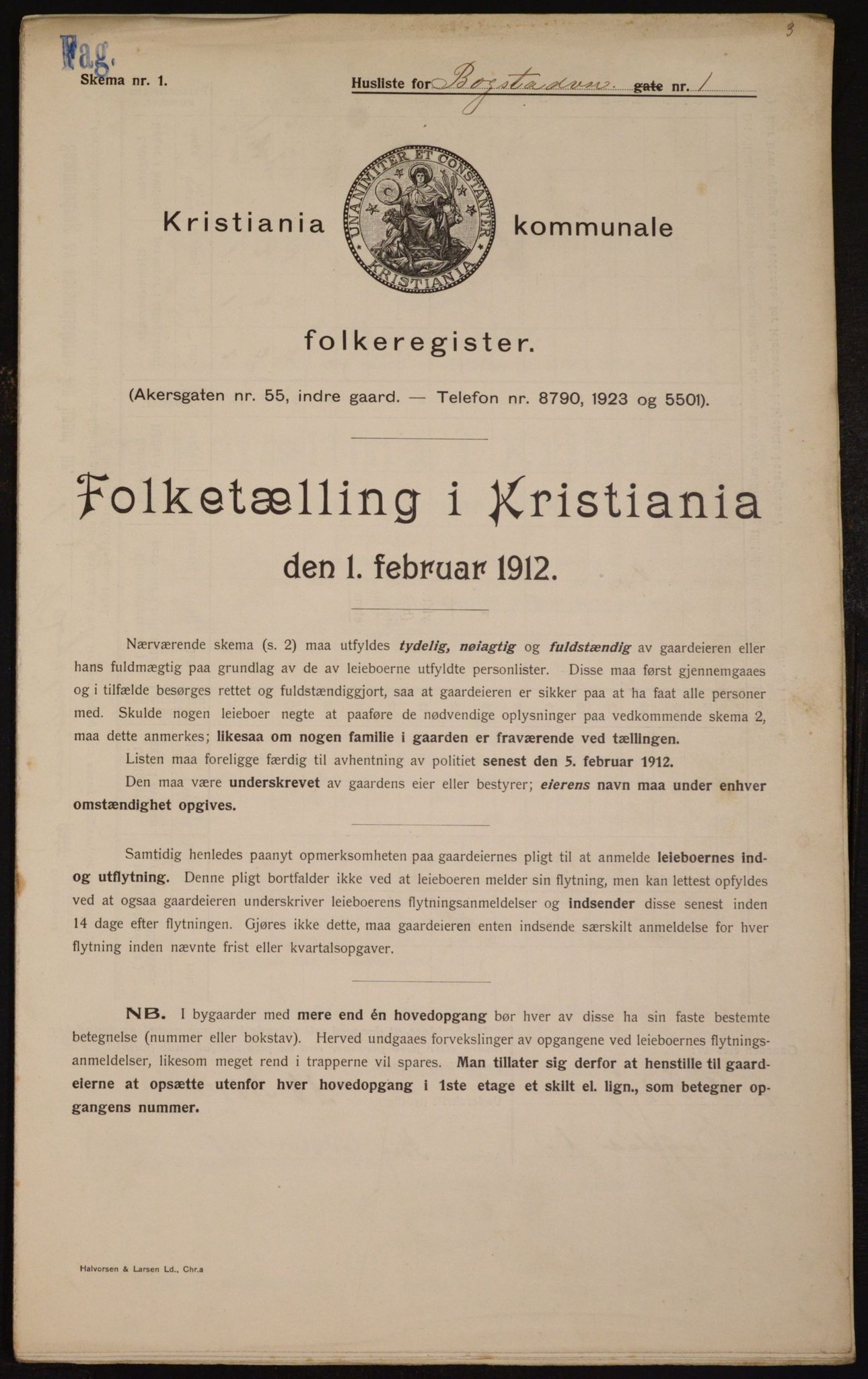 OBA, Municipal Census 1912 for Kristiania, 1912, p. 6646