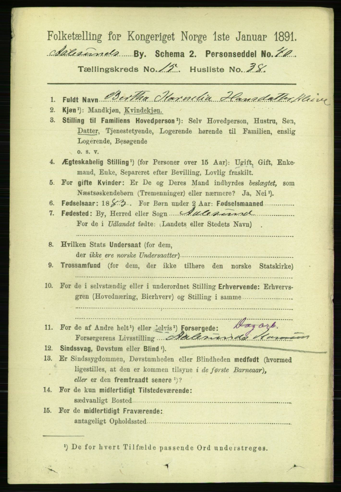 RA, 1891 census for 1501 Ålesund, 1891, p. 9500