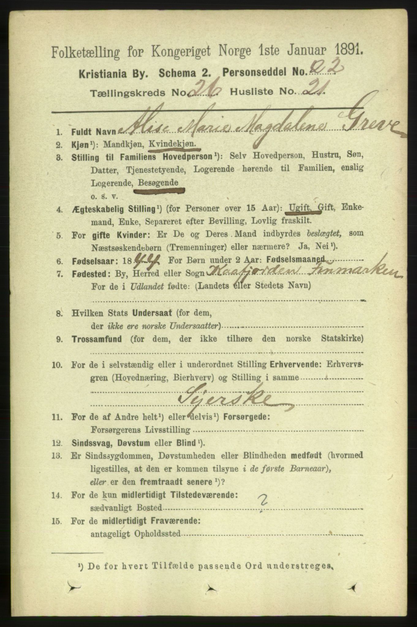 RA, 1891 census for 0301 Kristiania, 1891, p. 13520