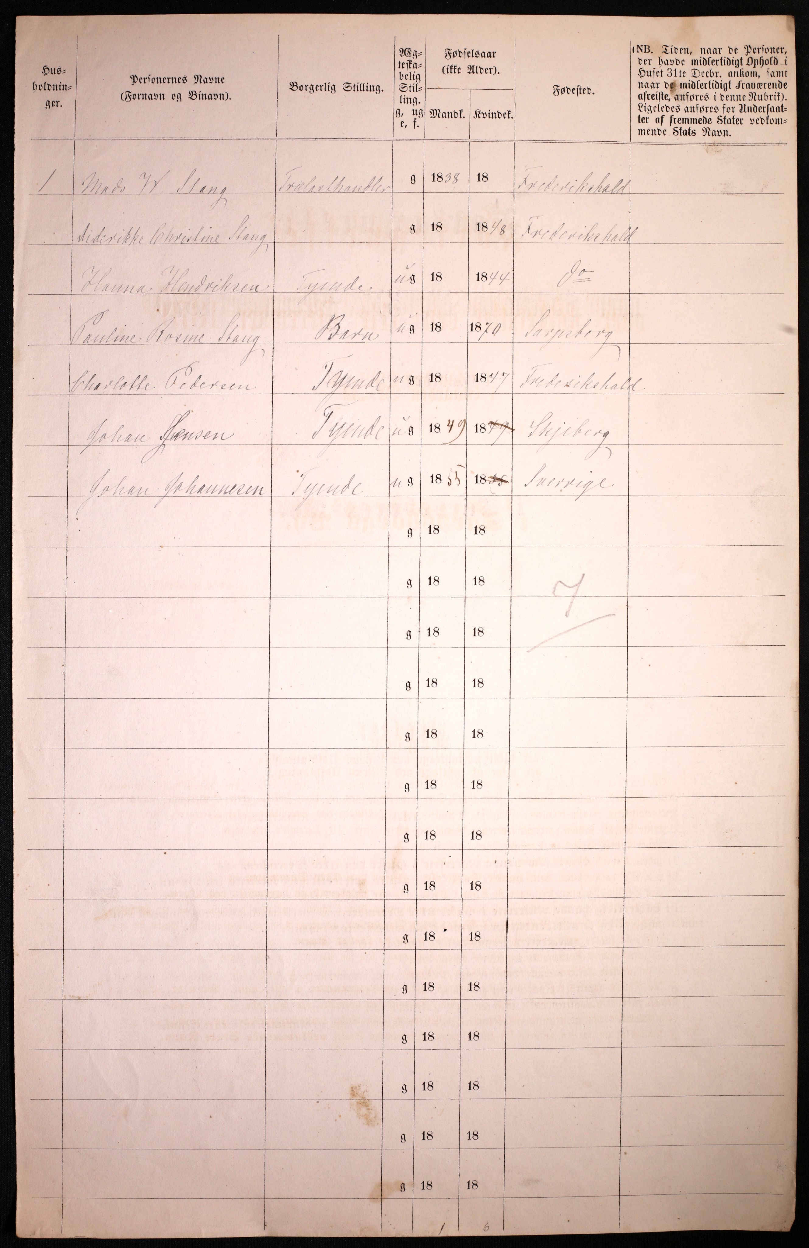 RA, 1870 census for 0102 Sarpsborg, 1870, p. 166