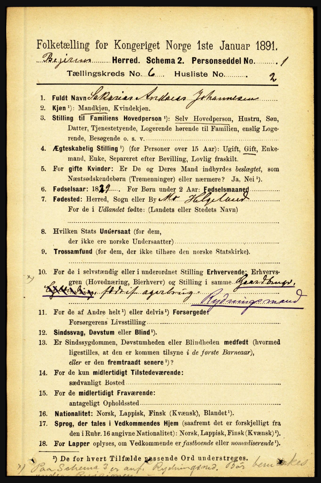 RA, 1891 census for 1839 Beiarn, 1891, p. 1888