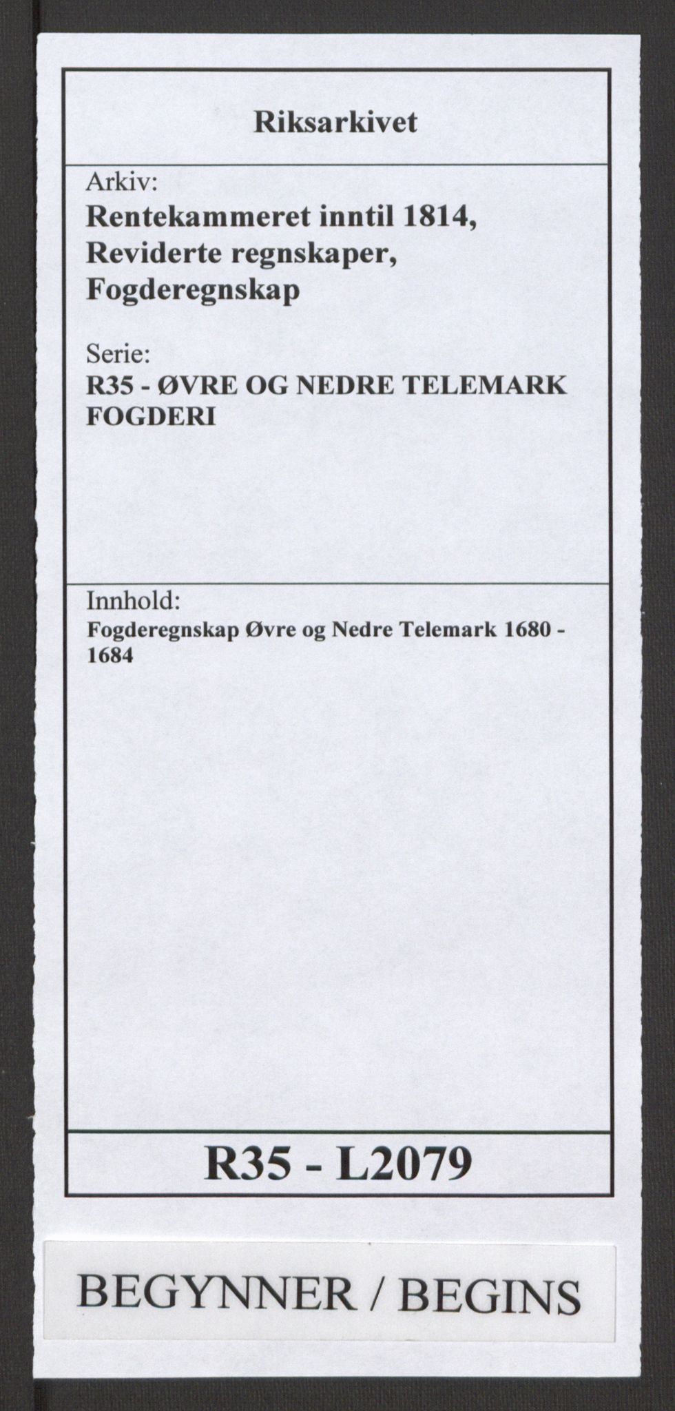 Rentekammeret inntil 1814, Reviderte regnskaper, Fogderegnskap, RA/EA-4092/R35/L2079: Fogderegnskap Øvre og Nedre Telemark, 1680-1684, p. 1