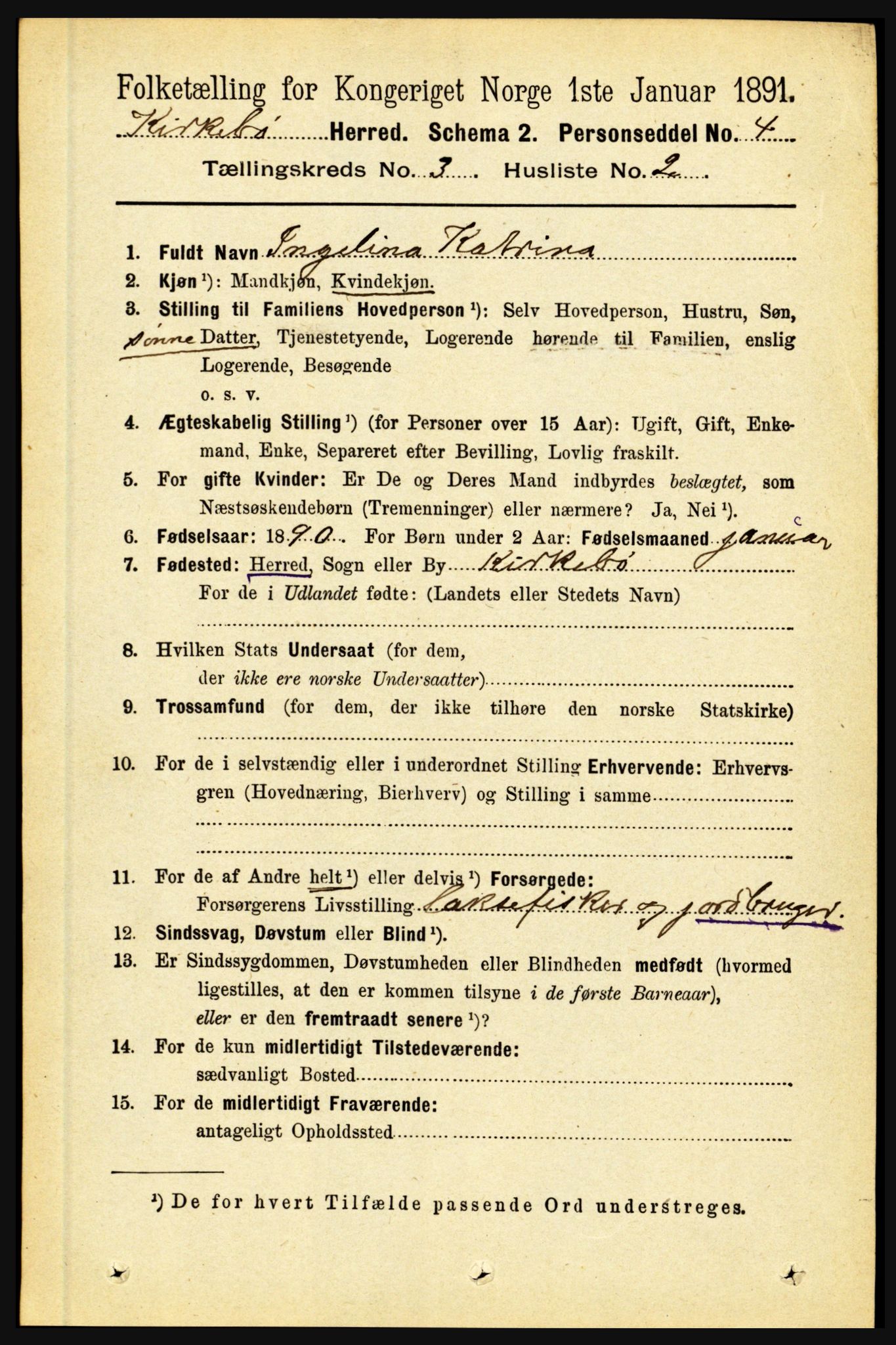 RA, 1891 census for 1416 Kyrkjebø, 1891, p. 546