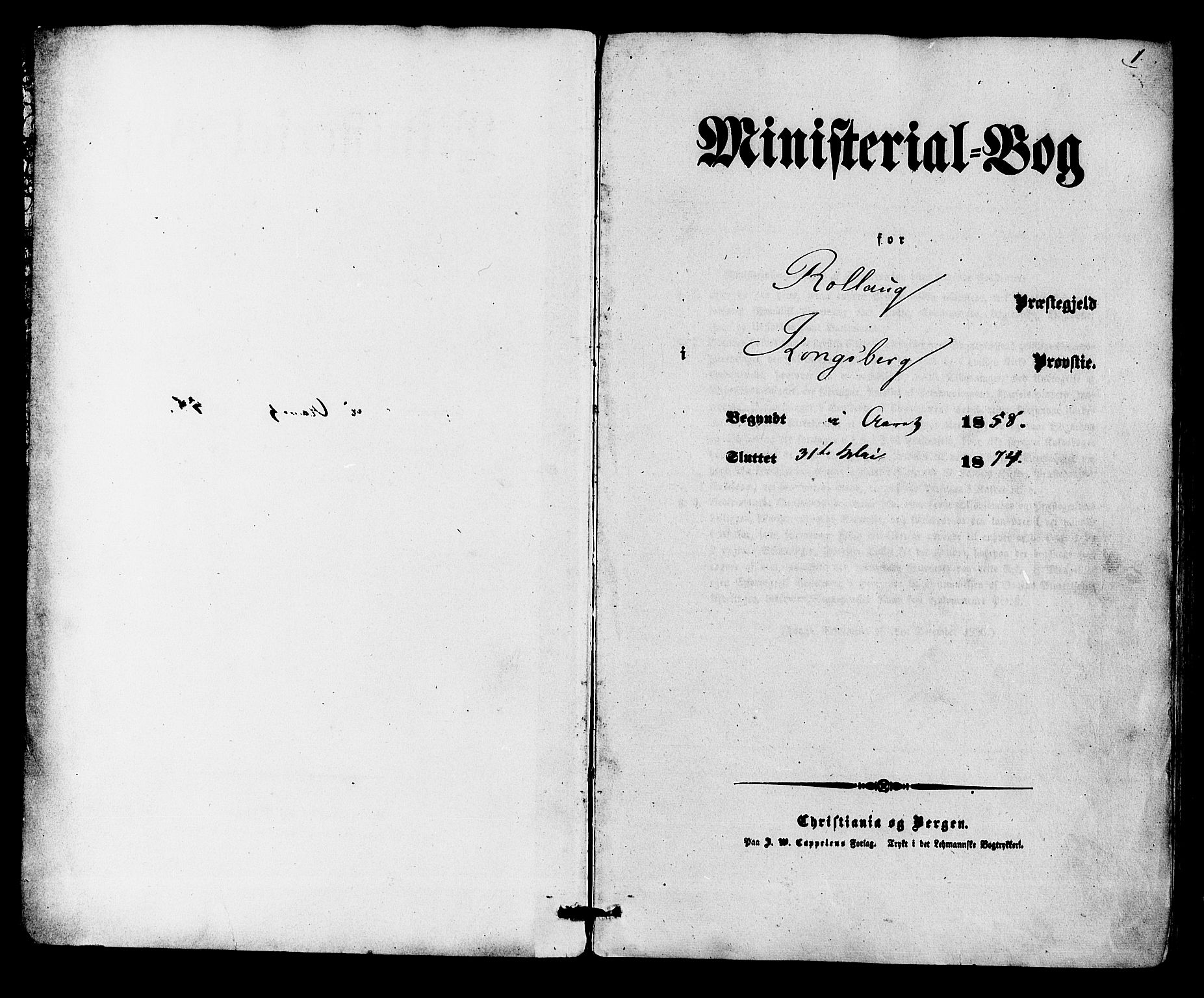 Rollag kirkebøker, SAKO/A-240/F/Fa/L0009: Parish register (official) no. I 9, 1860-1874, p. 1